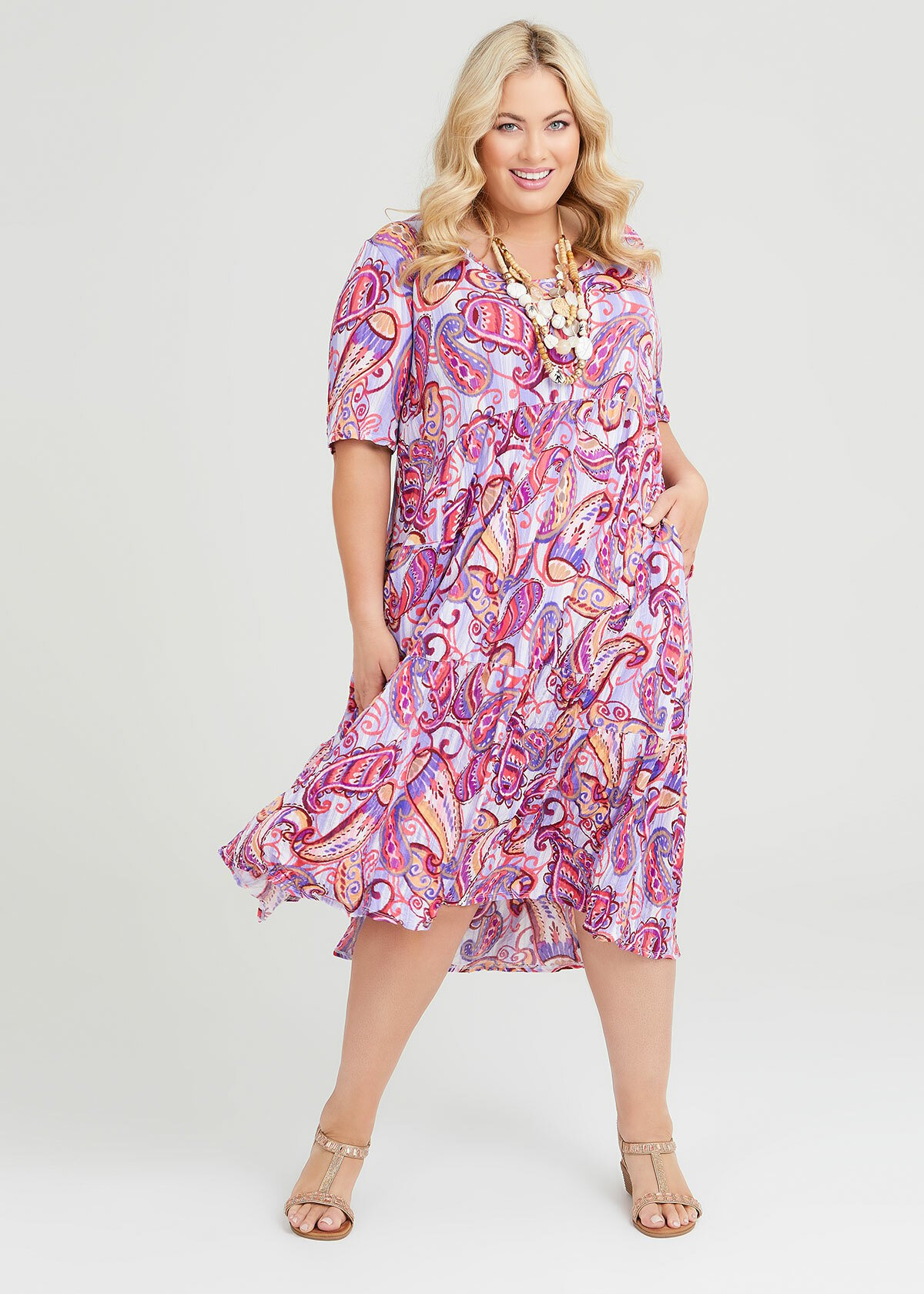 Shop Plus Size Paisley Crush Luna Tier Dress in Multi | Taking Shape AU