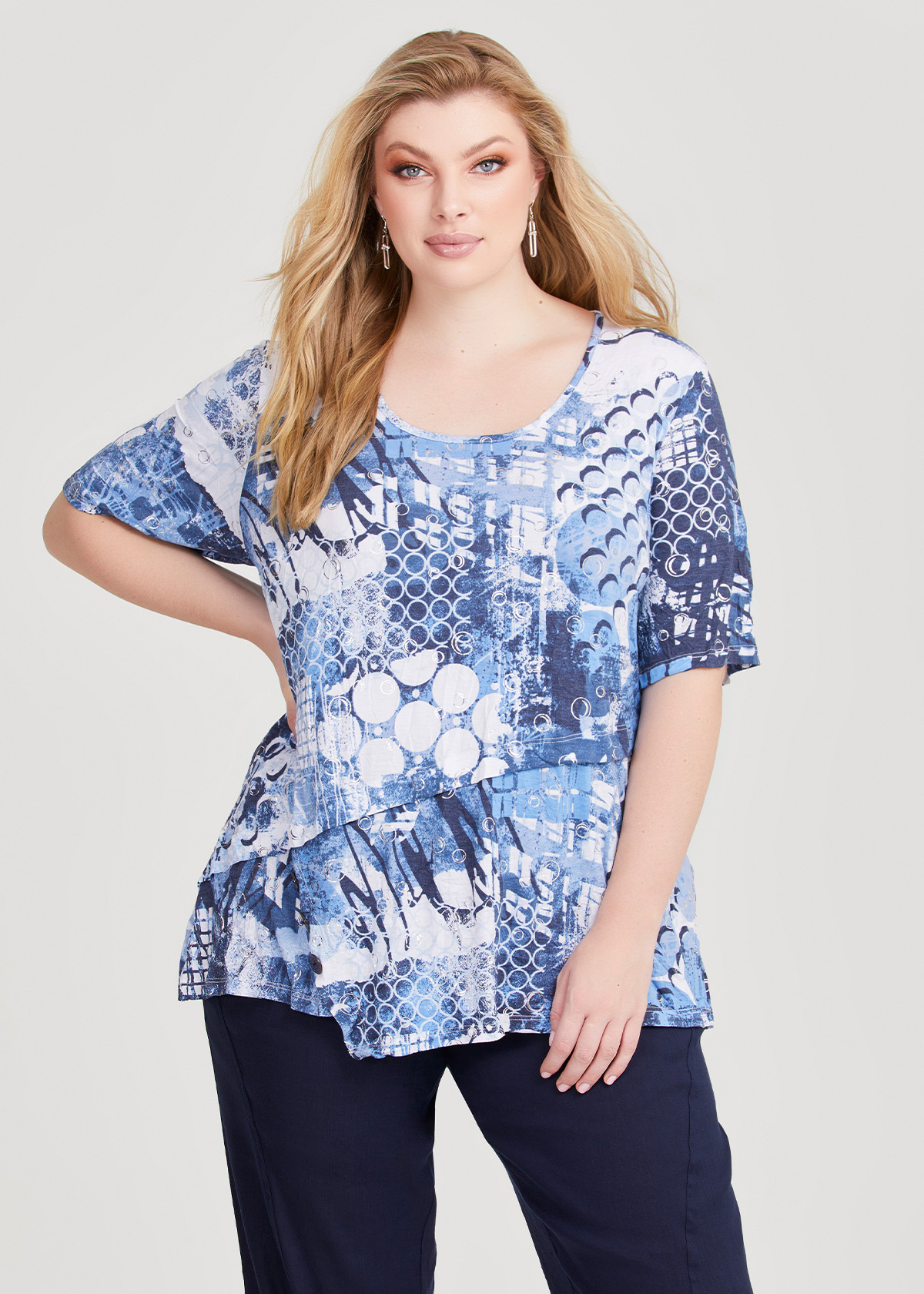 Shop Plus Size Foil & Bamboo Crush Top in Blue | Sizes 12-30 | Taking ...