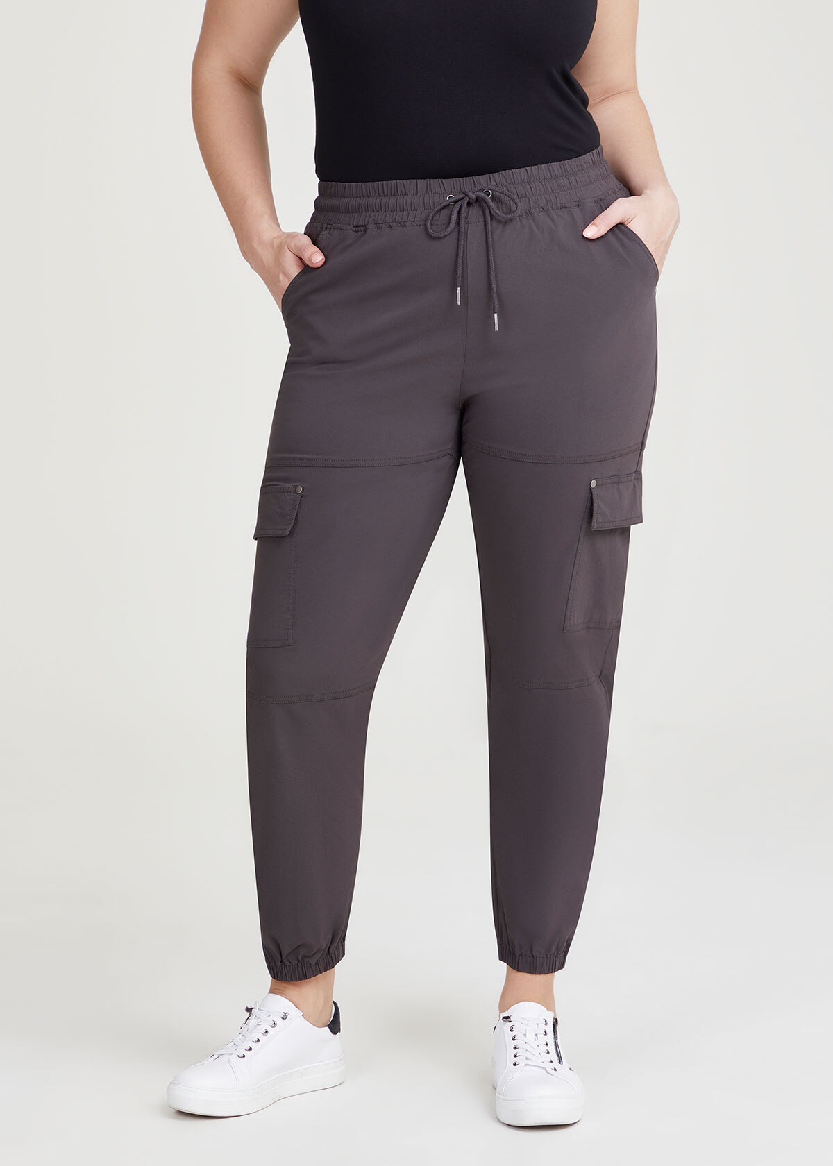 Shop Plus Size Castaway Pull On Cargo Pant in Black | Taking Shape AU