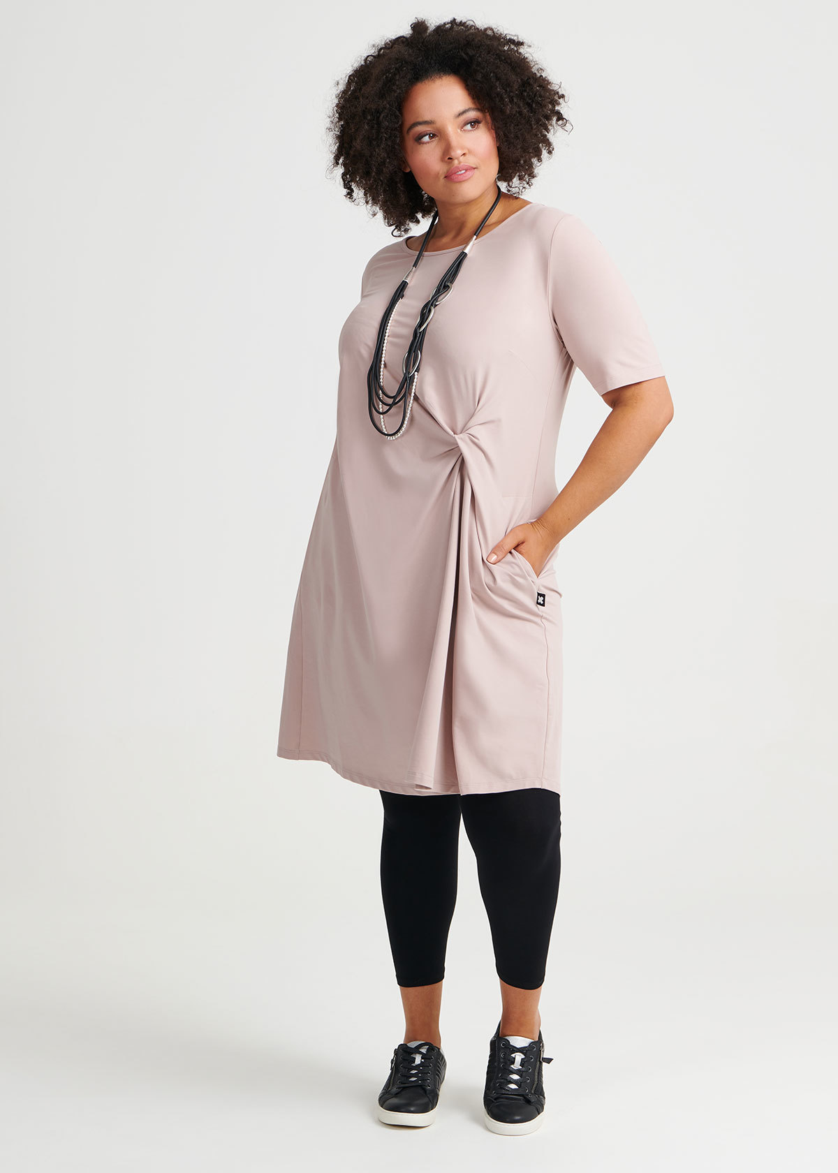 Cotton Twist Dress in Pink, Sizes 12-30 | Taking Shape NZ