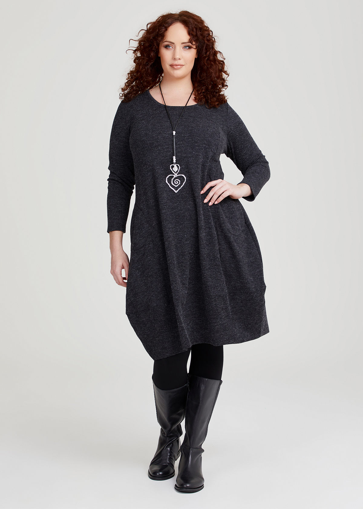 Shop Plus Size Long Sleeve Snug Dress in Black | Taking Shape AU