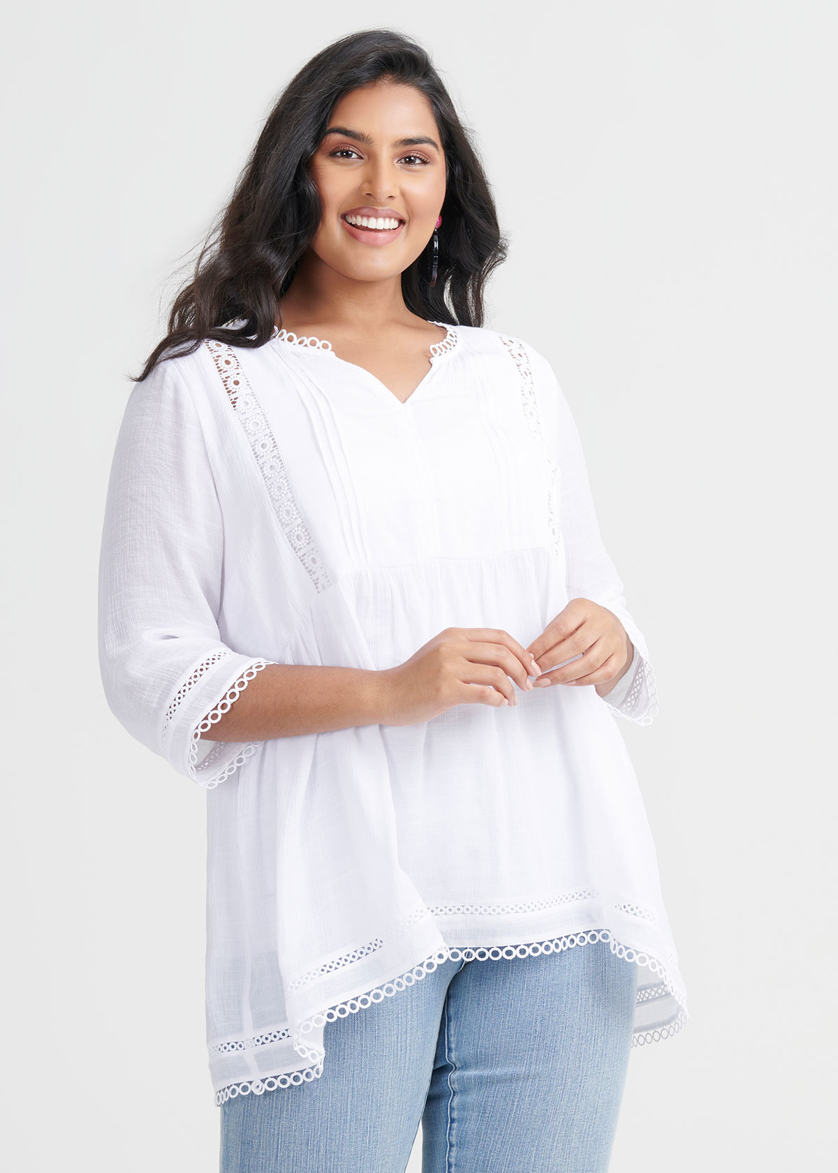 Shop Plus Size Amelie Lace Trim Top in White | Taking Shape AU