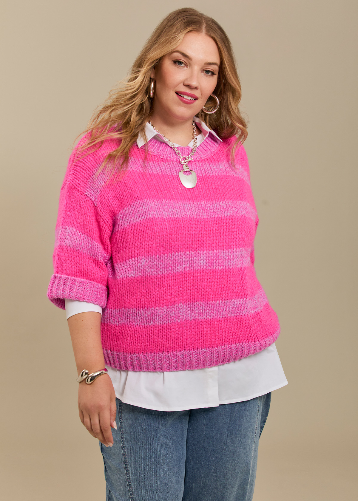 Neon Stripe Oversized Knit Jumper