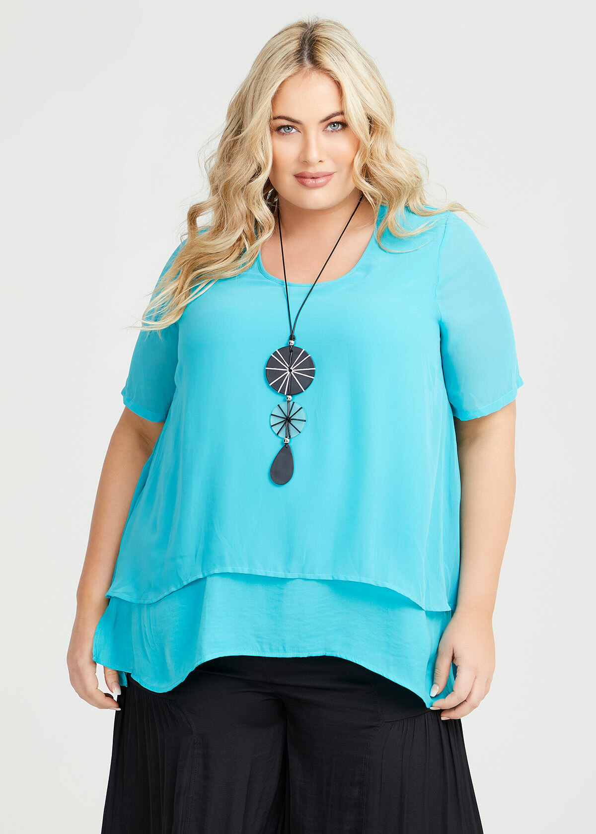 Shop Plus Size Double Layer Chiffon Luxe Top In Green Taking Shape Au 7863