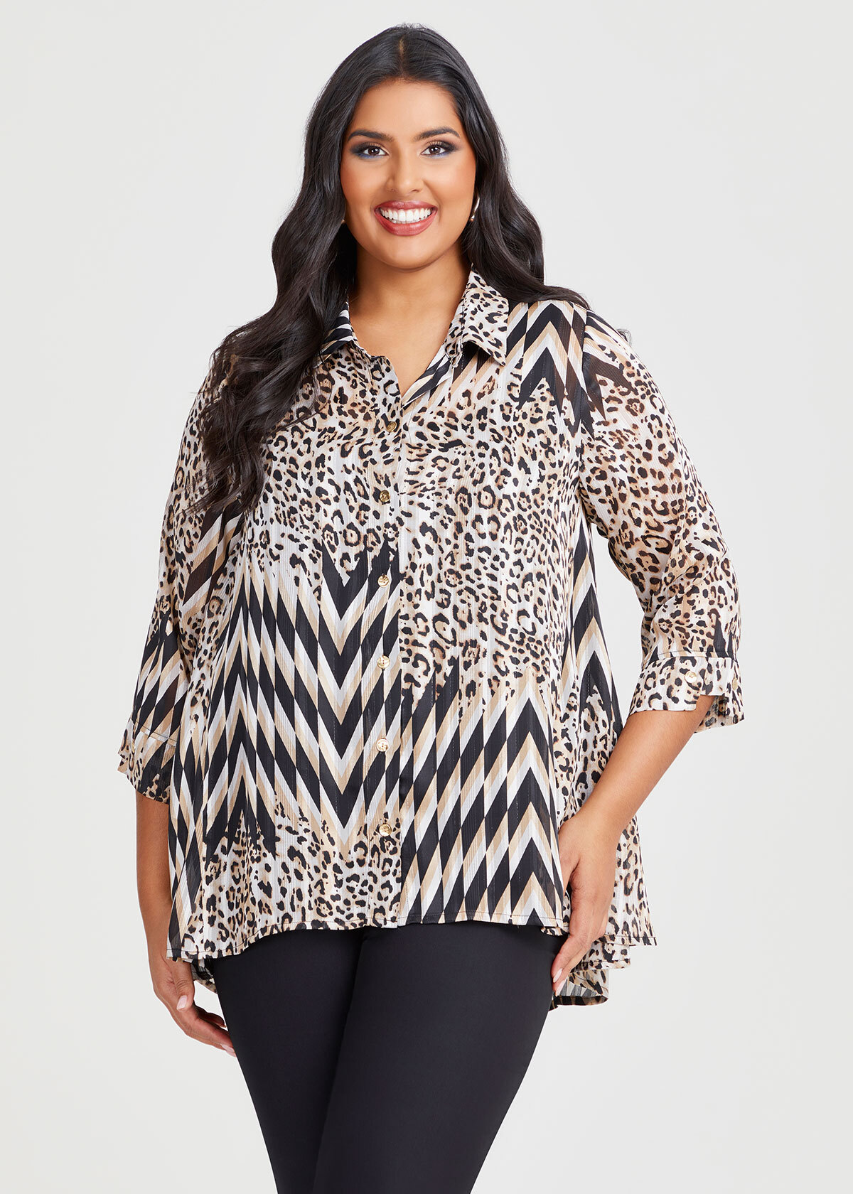 Shop Plus Size Lurex Stripe Swing Shirt in Multi | Sizes 12-30 | Taking ...