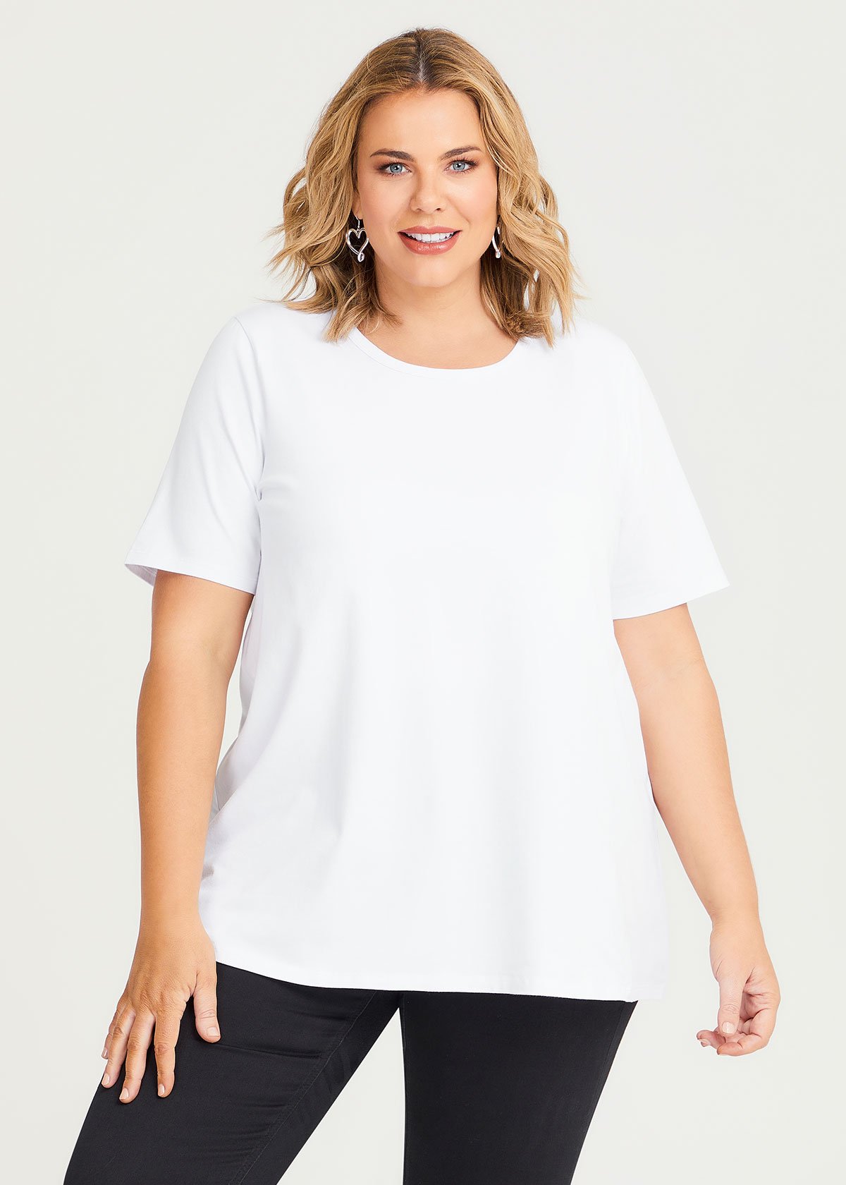 Tシャツ・カットソー SATUR All Day Slavic Short Sleeve T-Shirt Organic White SA24 Shop Plus Size Organic Swing Short Sleeve T-Shirt, White