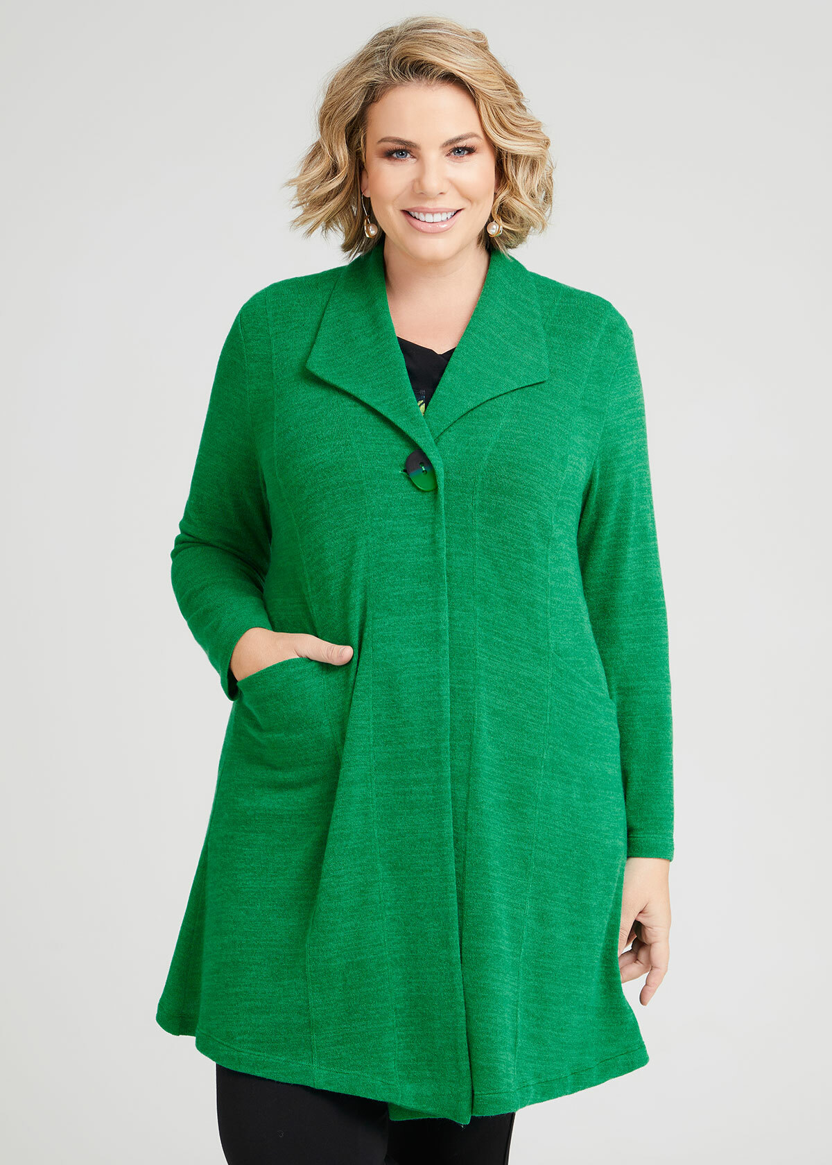 Shop Plus Size Cozy Anneli Button Cardigan in Green | Taking Shape AU