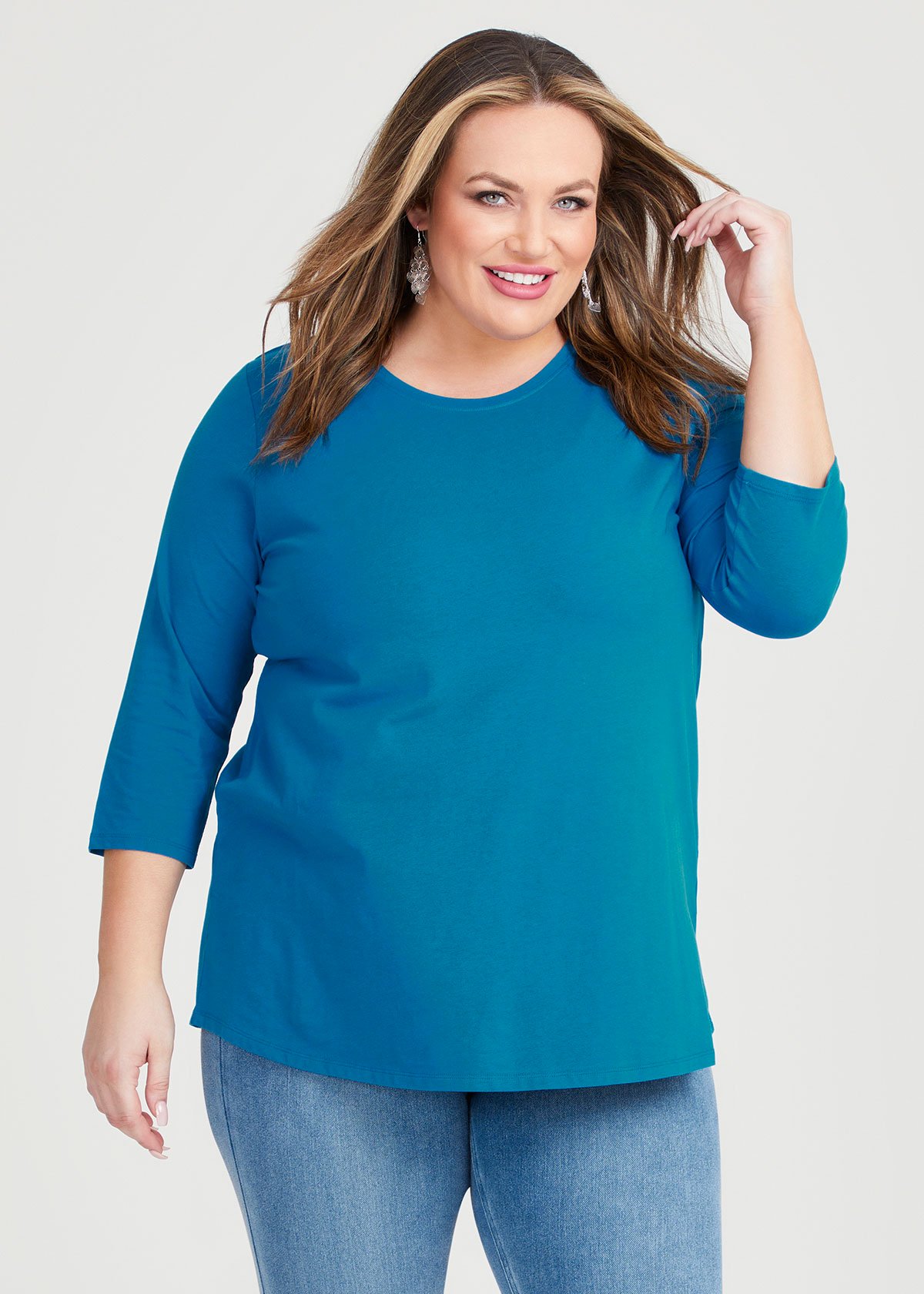 Shop Plus Size Australian Cotton 3/4 T-Shirt in Blue | Taking Shape AU