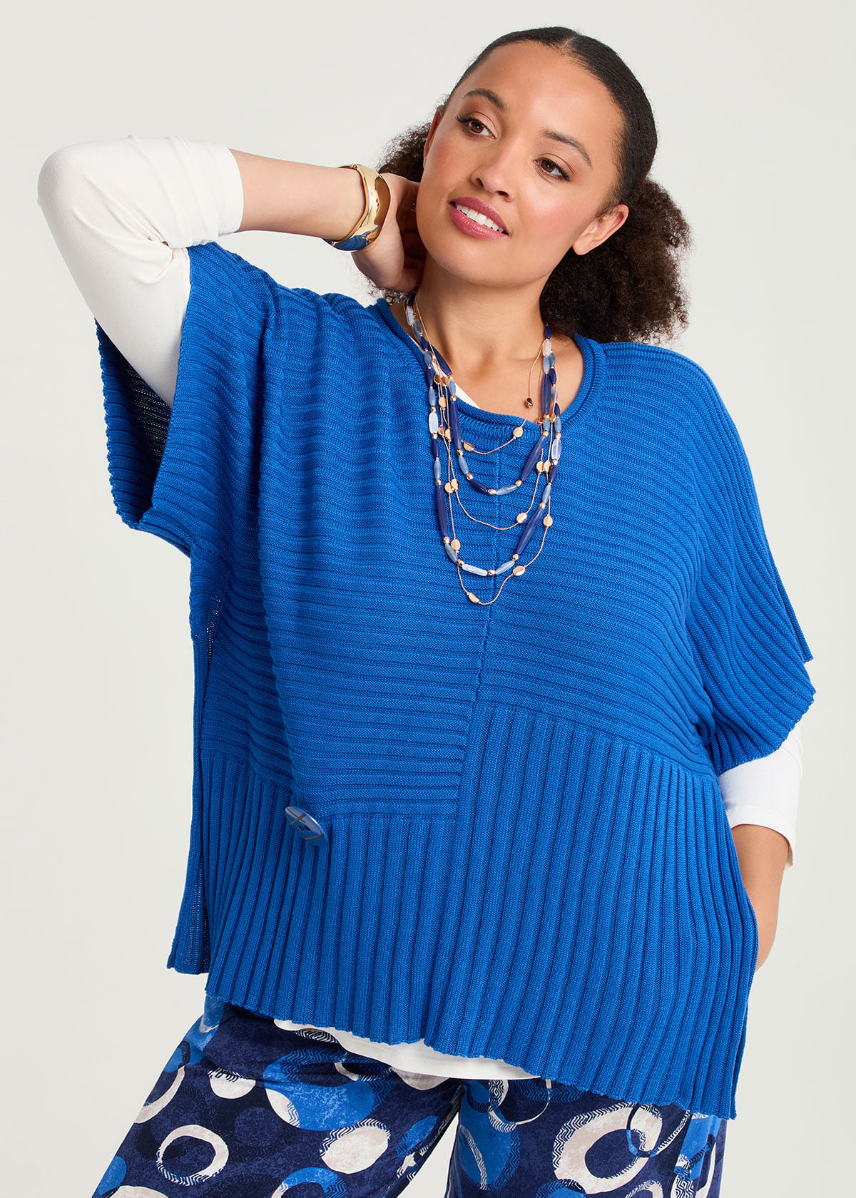 Taking Shape Riley Cotton Modal Rib Jumper Size 22-24 in Blissful Blue - Plus Size Women's Knitwear