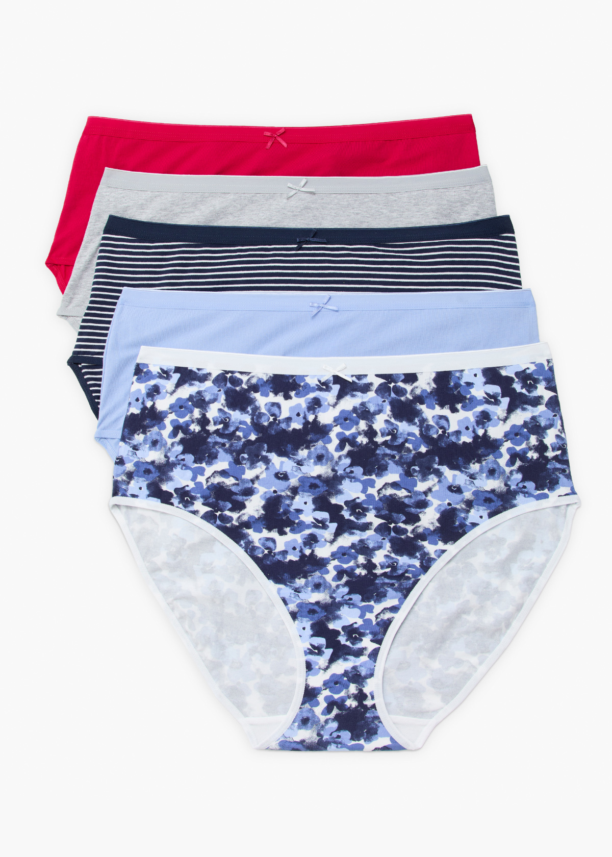 Taking Shape 5 Pack Cotton Blue Floral Briefs Size 14 in Multi - Plus Size Women's