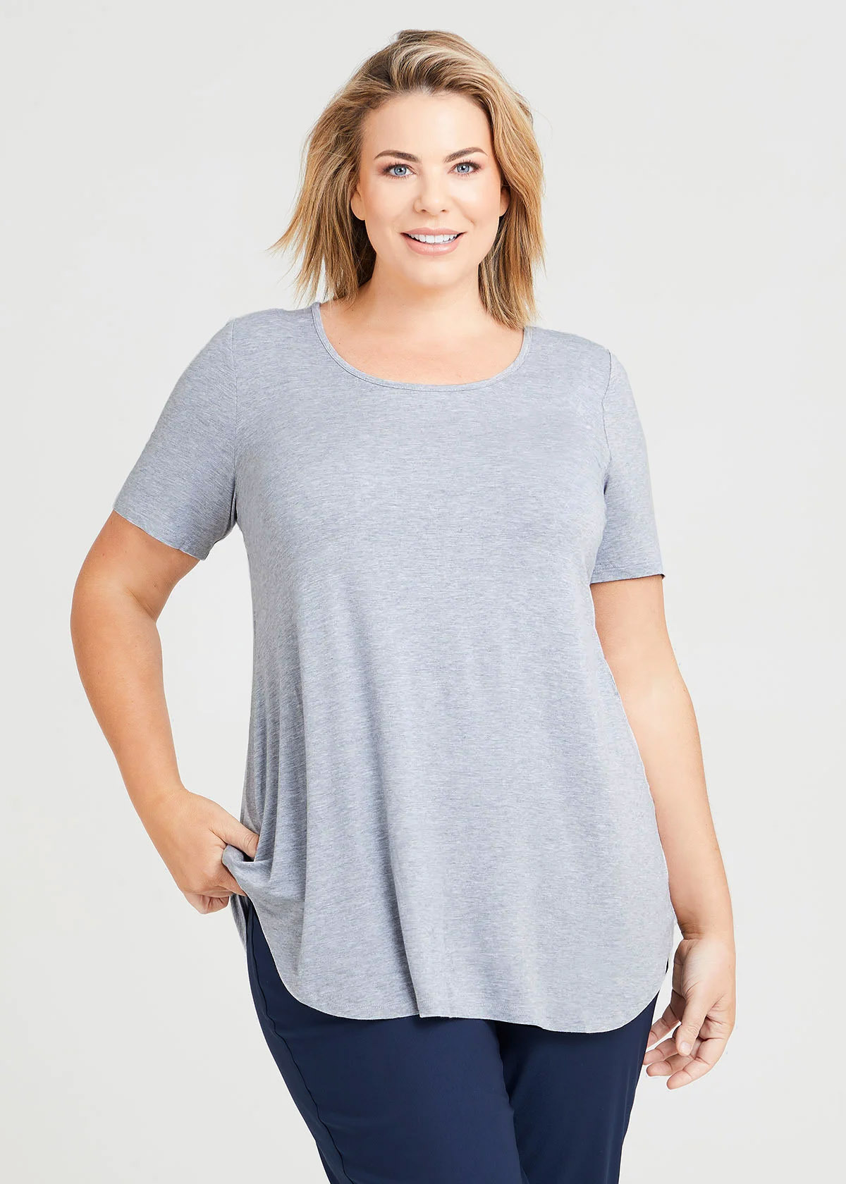 Shop Plus Size Bamboo Base Short Sleeve Top in Grey | Taking Shape AU