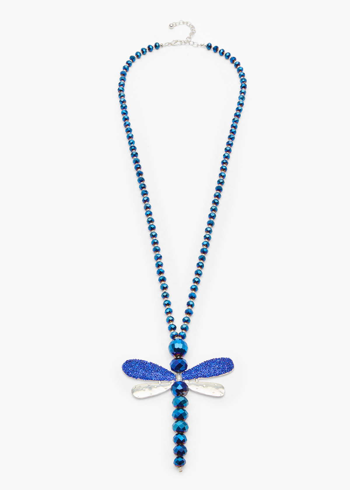 9ct White Gold Natural Ceylon Sapphire & Diamond Dragonfly Slider Pendant  in Blue | Angus & Coote