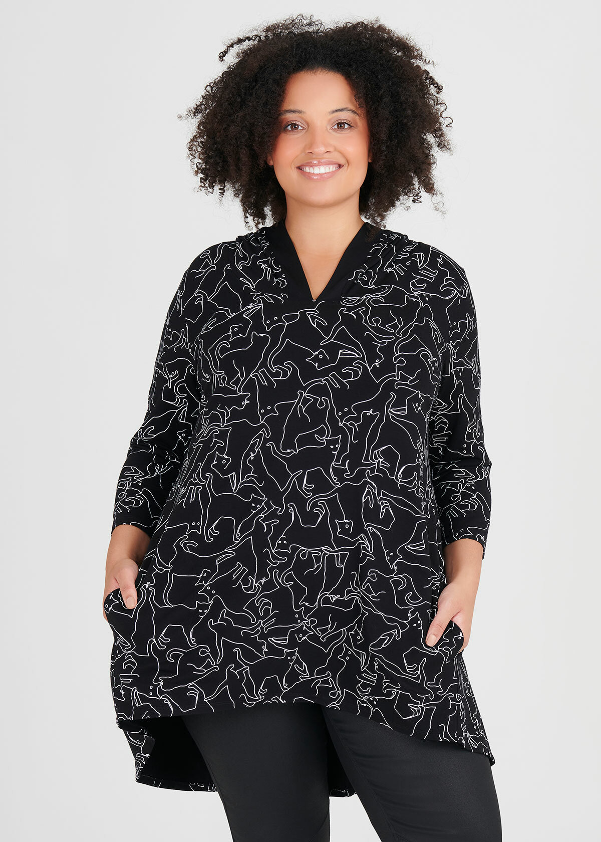 Shop Plus Size Cats Back Natural Tunic in Black | Taking Shape AU