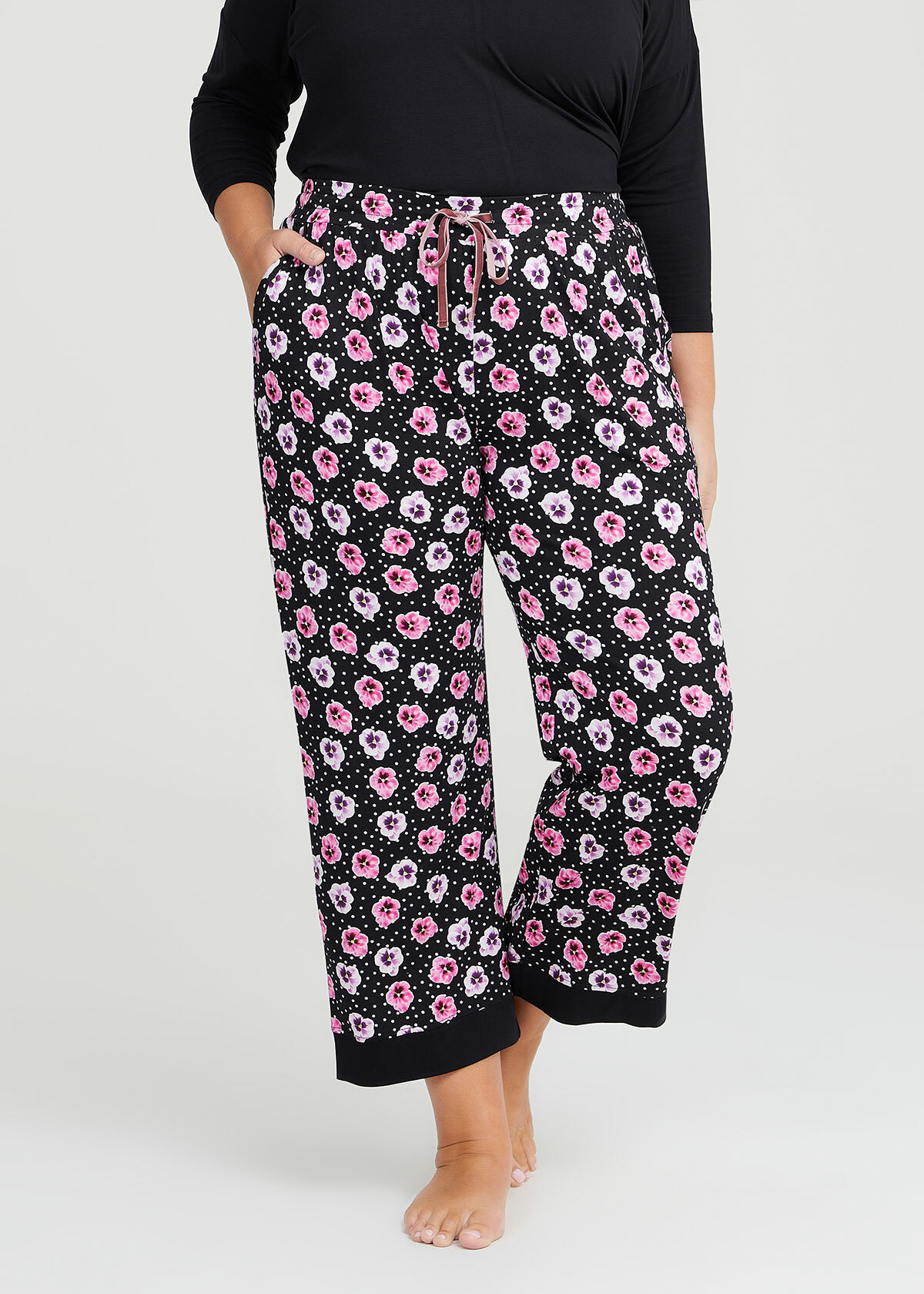 Shop Plus Size Bamboo Floral Pyjama Pant in Multi Taking Shape AU