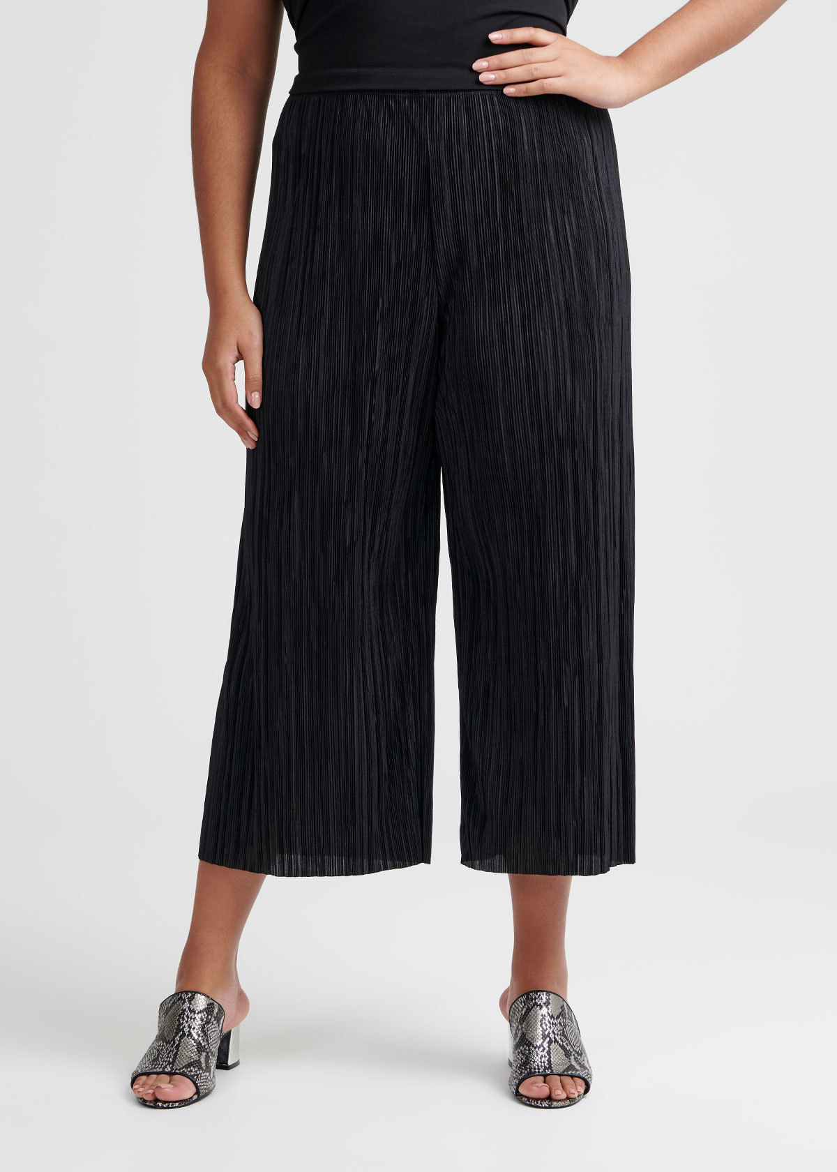 Shop Plus Size Pretty Pleat Crop Pant in Black | Taking Shape AU