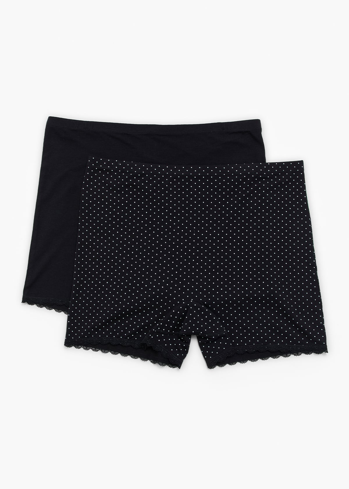 Taking Shape 2 Pack Bamboo Boyleg Undies Size 20 in Black / Spot - Plus Size Women's Underwear