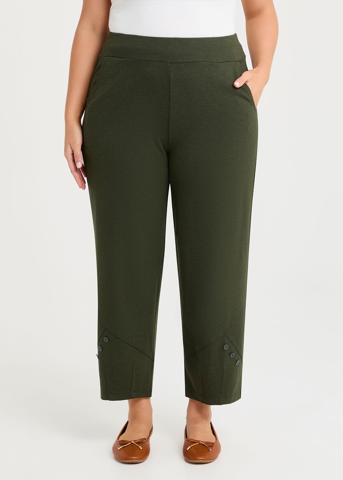 Button Detail Bamboo Ponte Pant