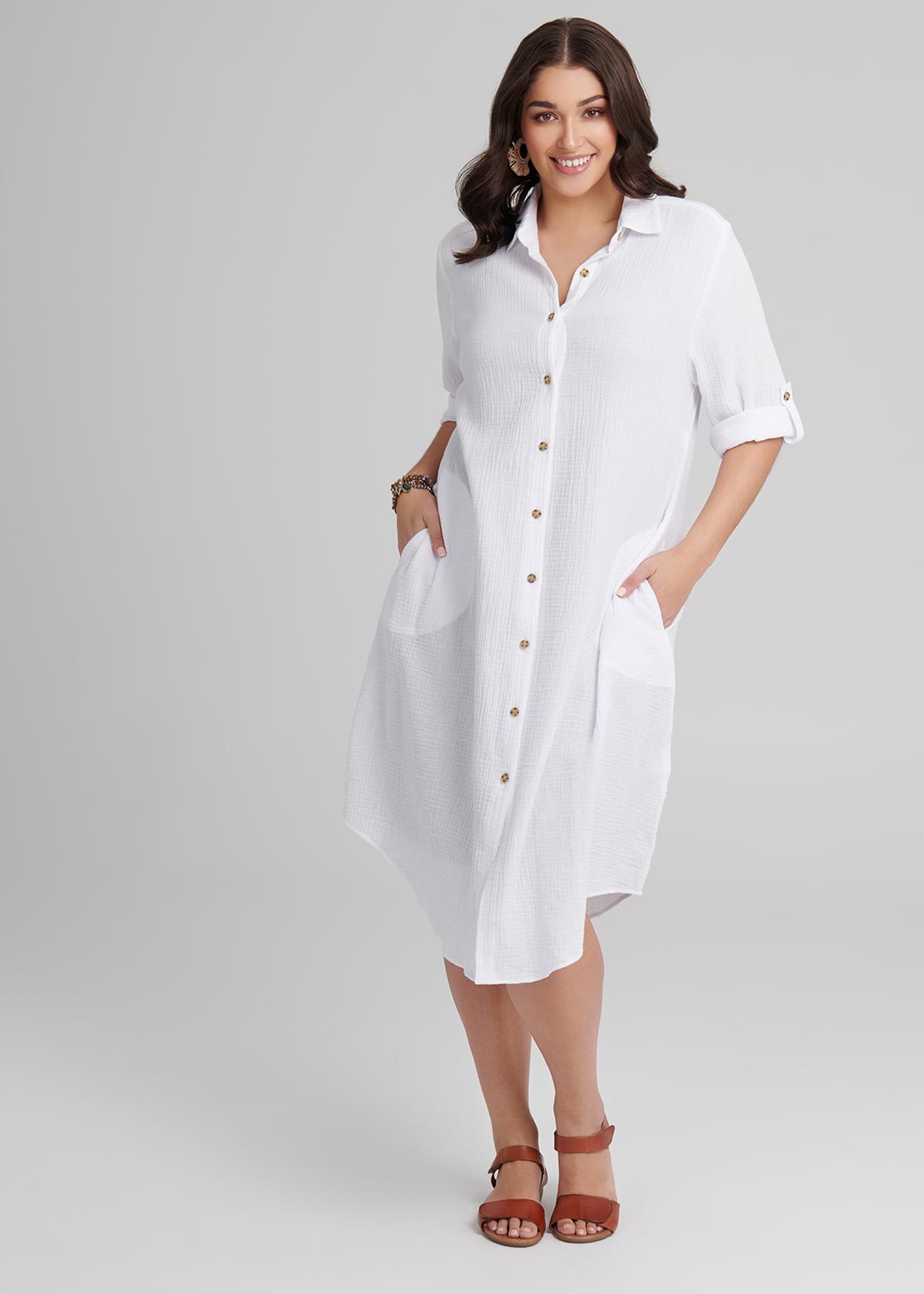 Cotton Malta Shirt in White, Sizes 12-30 | Taking Shape NZ