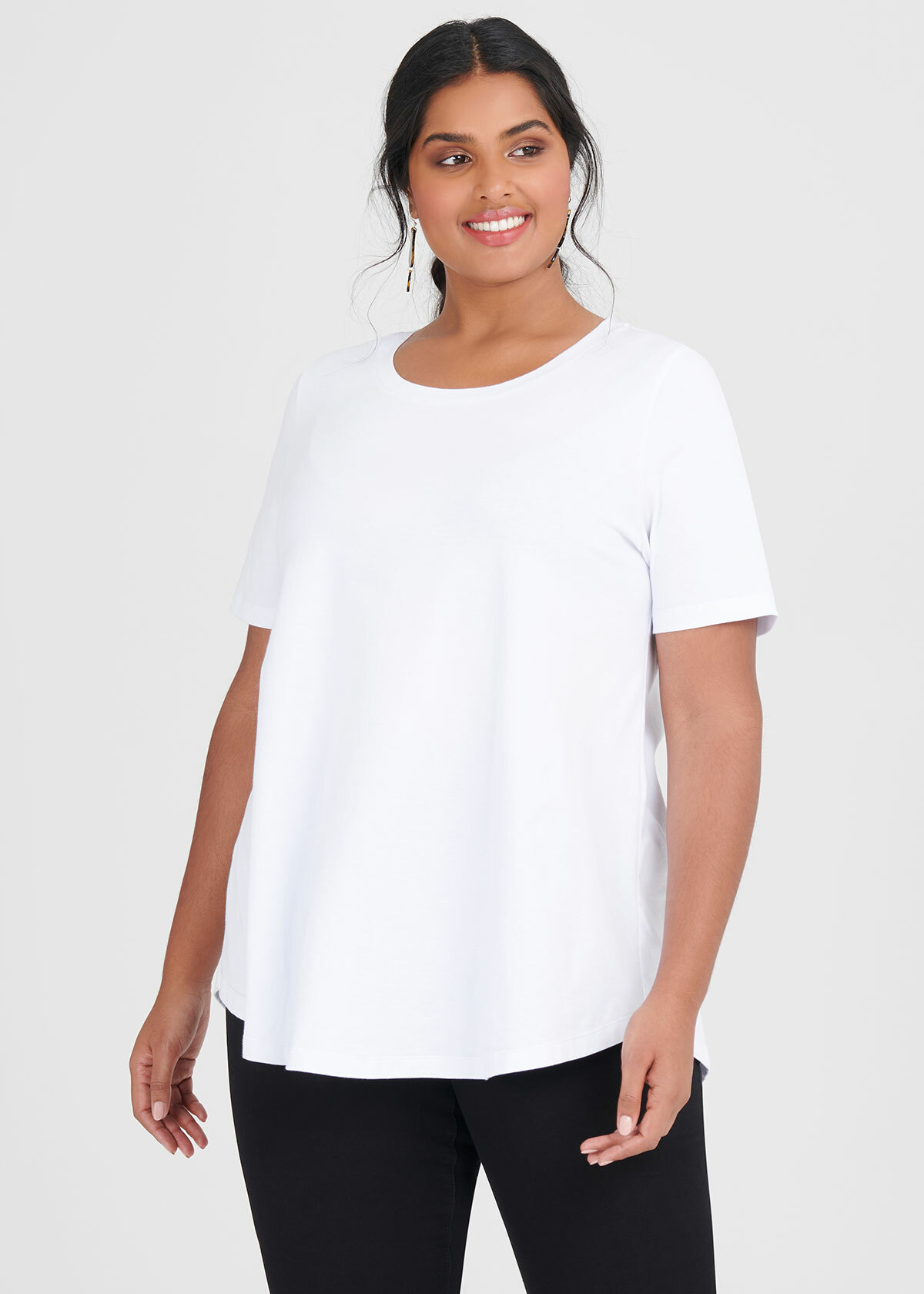 Shop Plus Size Organic Crew Swing Basic Tee in White | Taking Shape AU