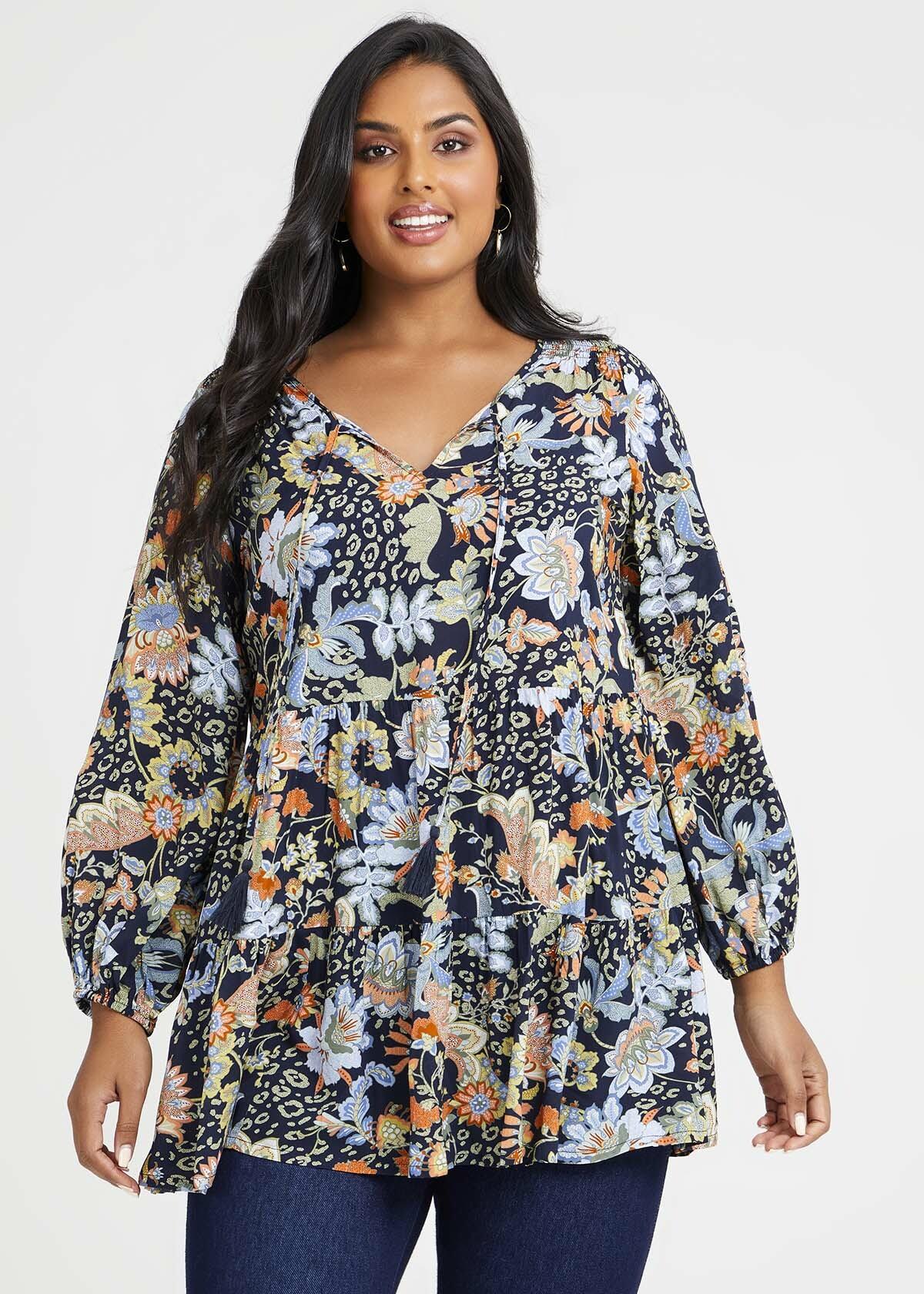 Shop Plus Size Natural Vintage Floral Tunic in Floral | Taking Shape AU