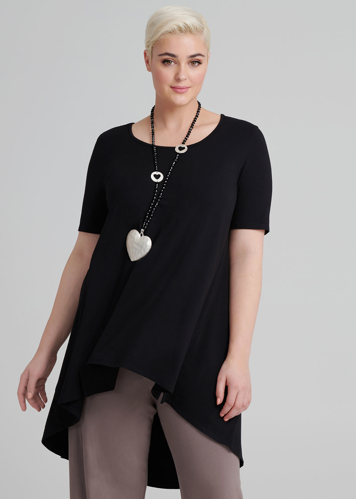 Shop Plus Size Bamboo Highlow Top in Black | Taking Shape AU