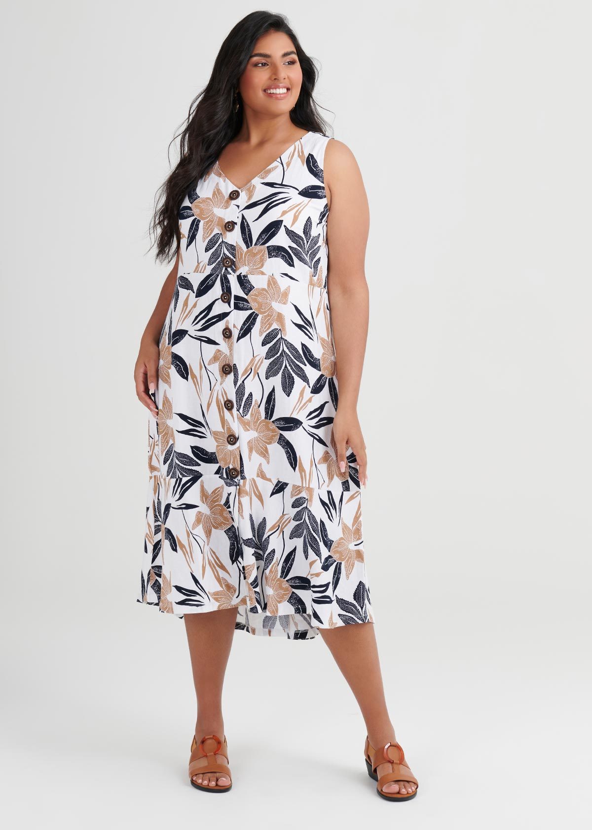 Shop Plus Size Linen Bamboo Desert Dress in Print | Taking Shape AU