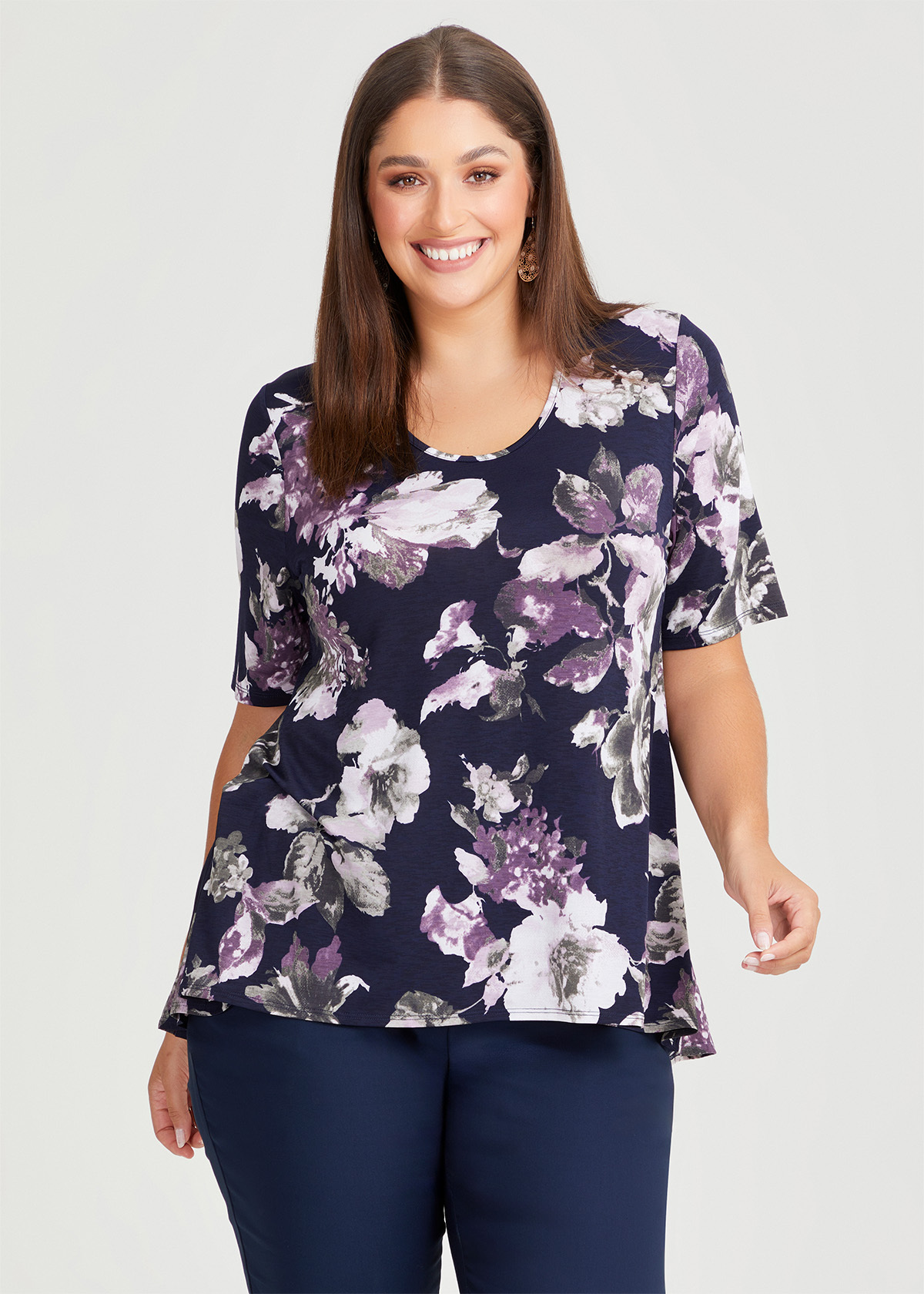 Shop Plus Size Print Peplum Top in Multi | Sizes 12-30 | Taking Shape NZ