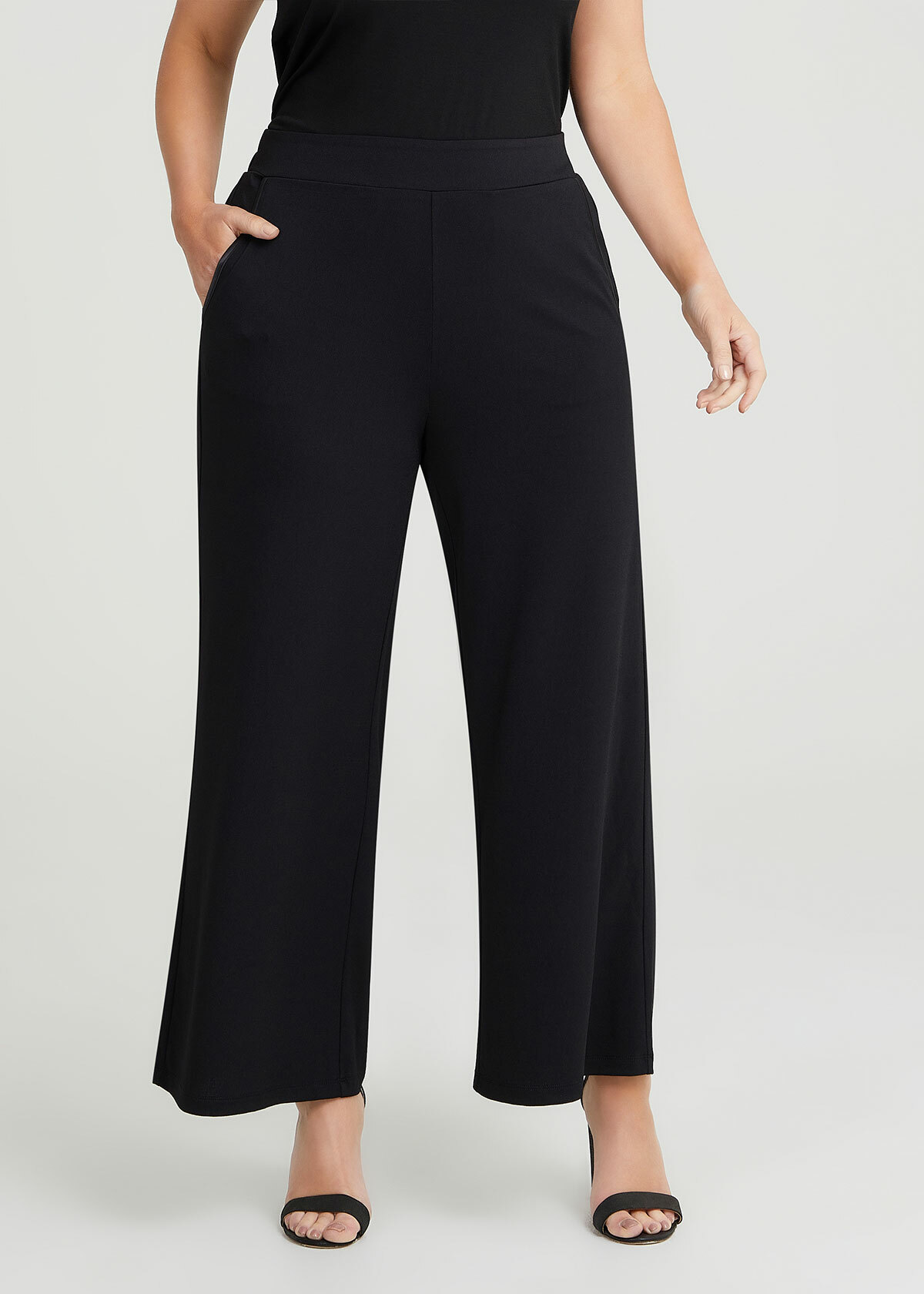 Shop Plus Size Eliza Knit Wide Leg Pant in Black | Taking Shape AU
