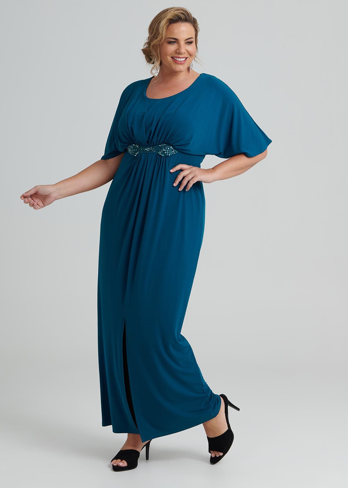 Shop Plus Size Goddess Knit Maxi Dress in Blue | Sizes 12-30 | Taking ...