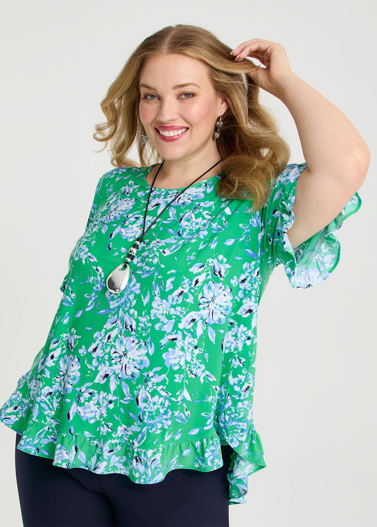 Taking Shape Salsa Luna Top Size 10 in Mint Floral Print - Plus Size Women's Tops & T Shirts