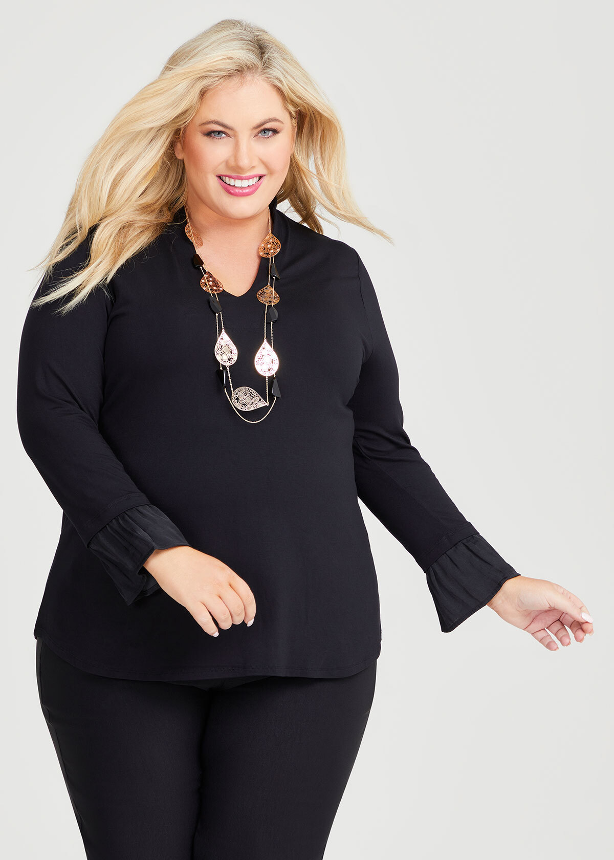 Shop Plus Size Bamboo Centre Stage Top in Black | Taking Shape AU
