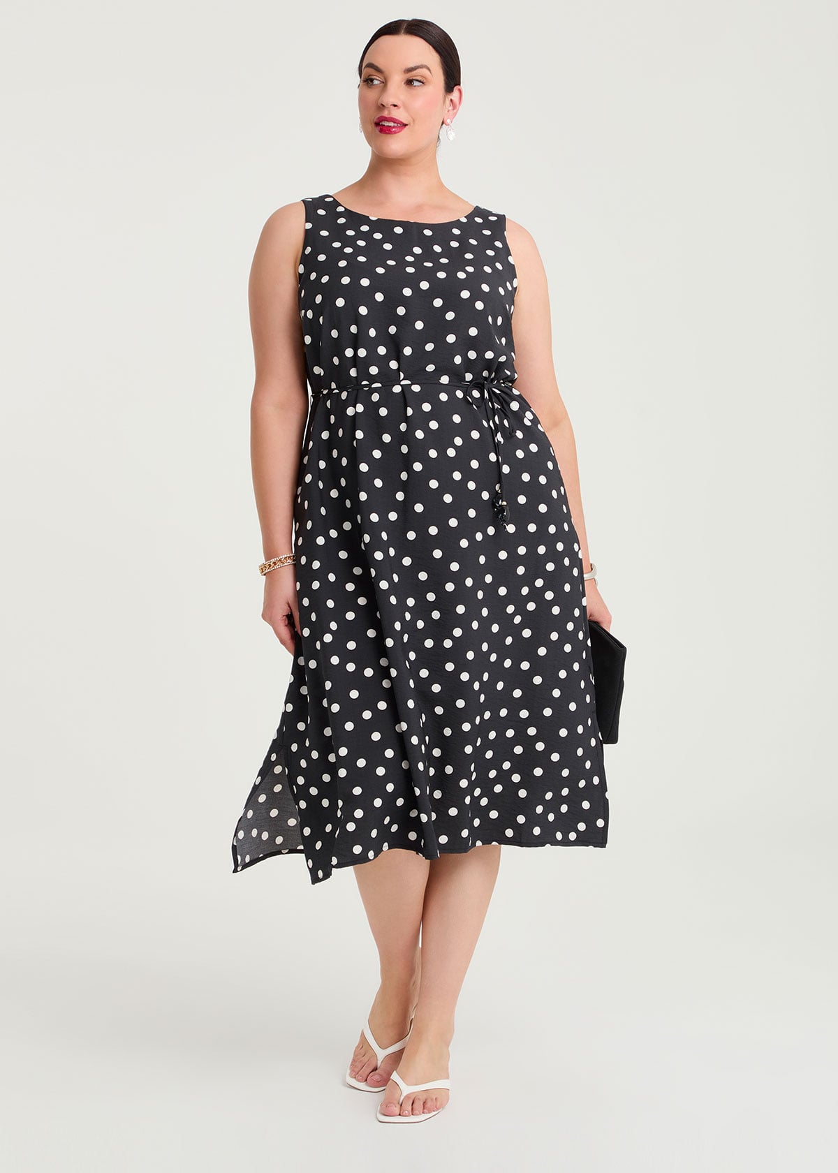 Taking Shape Julia Polka Dot Midi Dress Size 20 in Black / White, Natural Viscose - Plus Size Women's Dresses