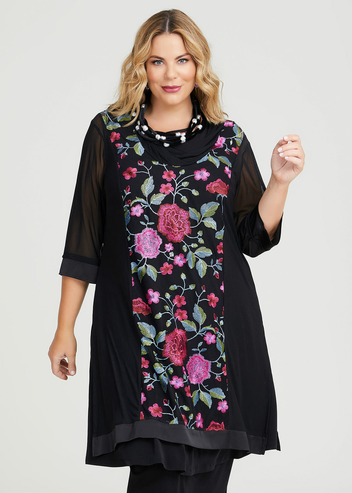 Shop Plus Size Roses Embroidered Tunic in Multi | Sizes 12-30 | Taking ...