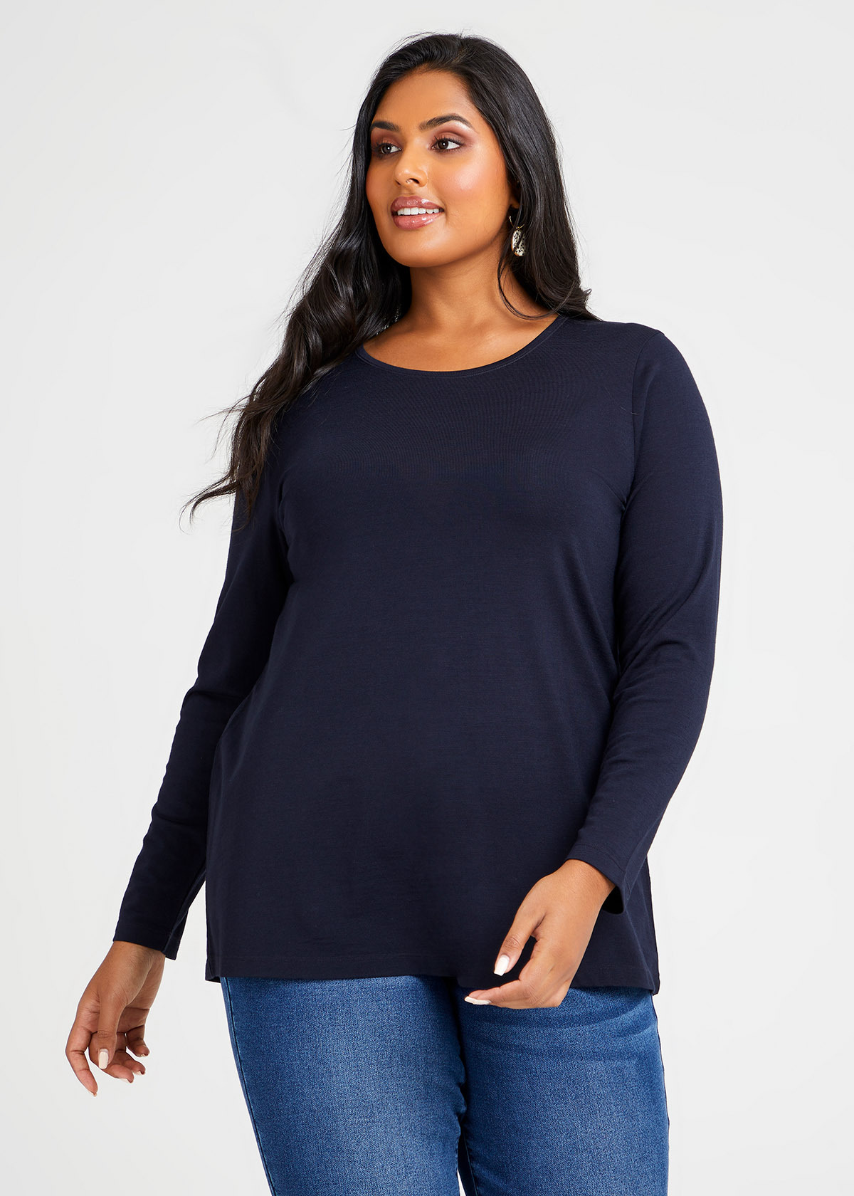 Shop Plus Size Wool Bamboo Top in Navy | Taking Shape AU