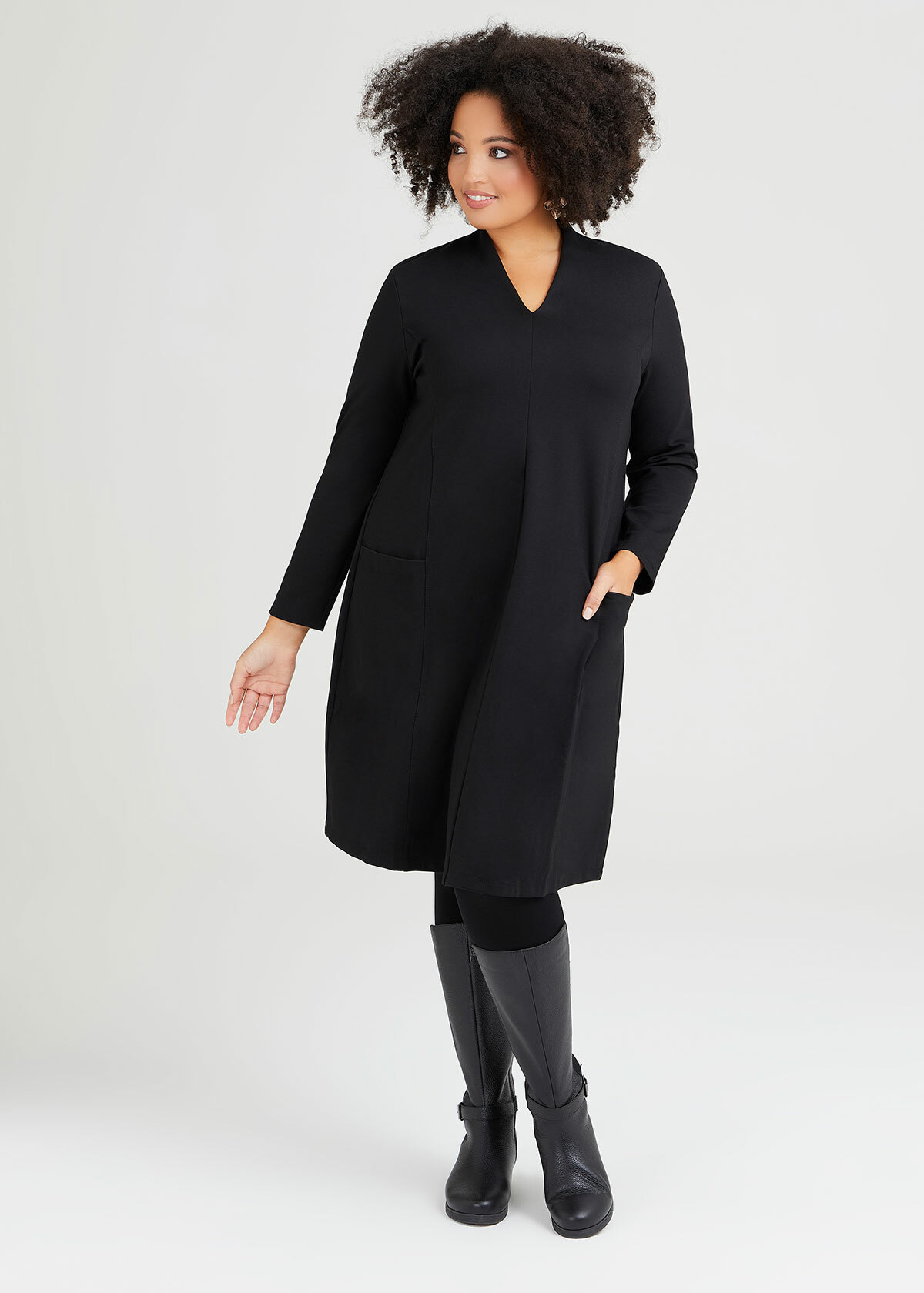 Shop Plus Size Bamboo Ponte Shift Dress In Black Taking Shape Au