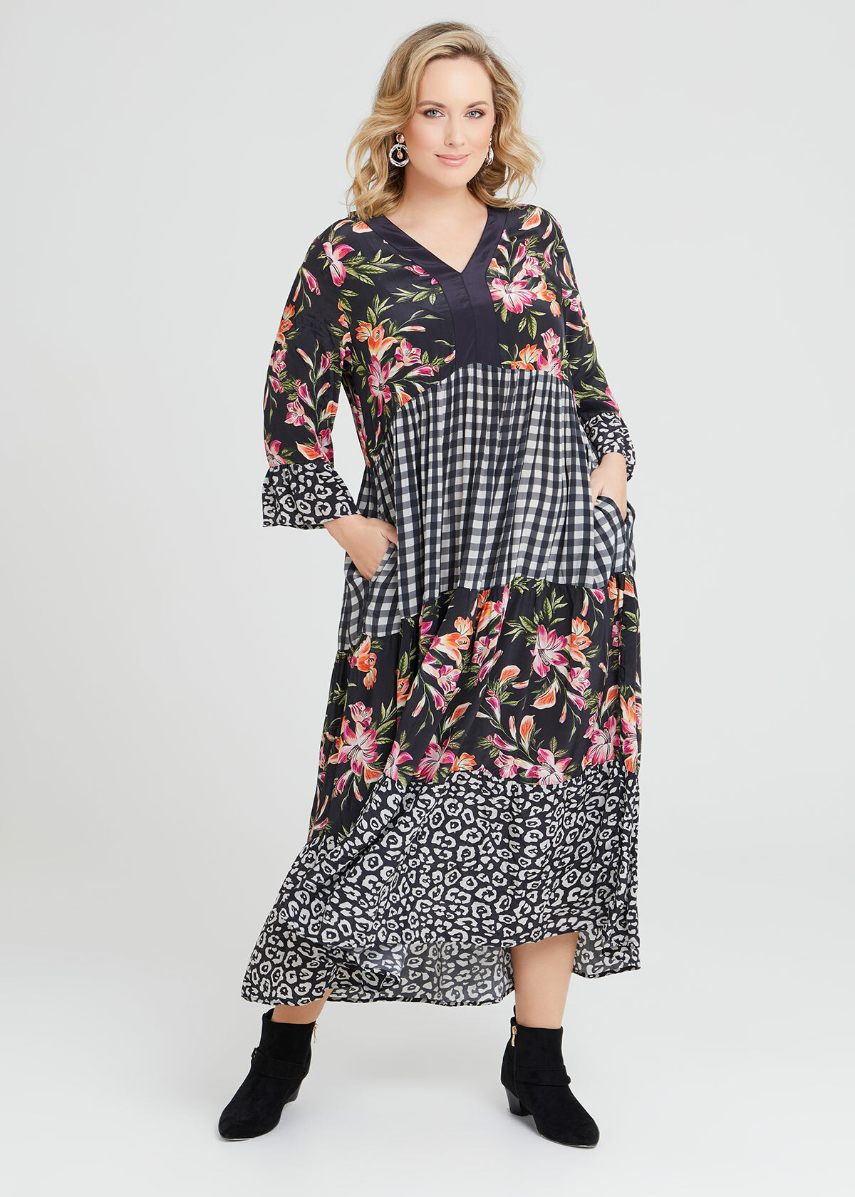 Shop Plus Size Natural Connection Tier Dress in Print | Sizes 12-30 ...