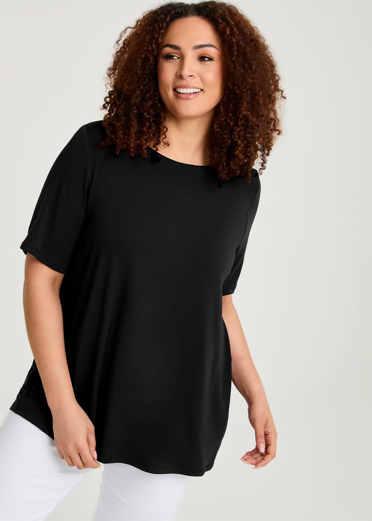 Taking Shape Bamboo Foundation Round Neck Top Size 16 in Black - Plus Size Women's Tops & T Shirts