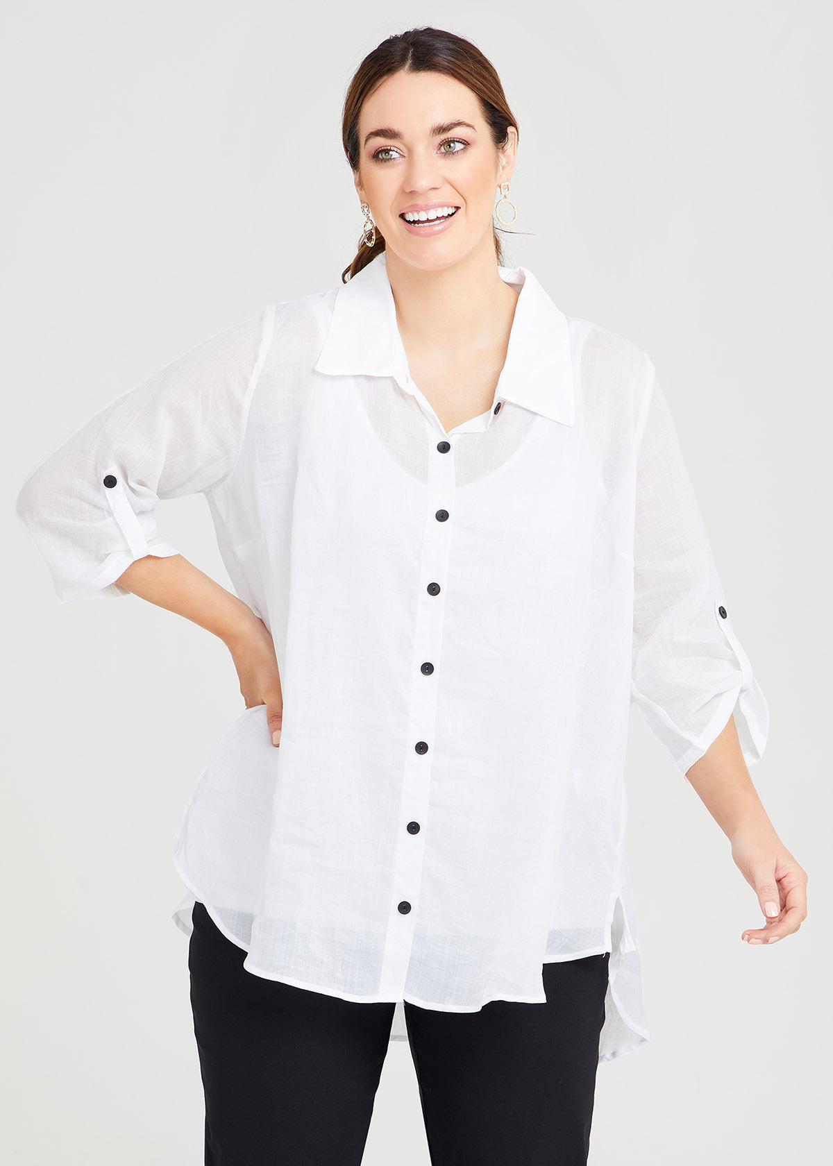 Shop Plus Size Aurora 3/4 Sleeve Shirt in White | Taking Shape AU