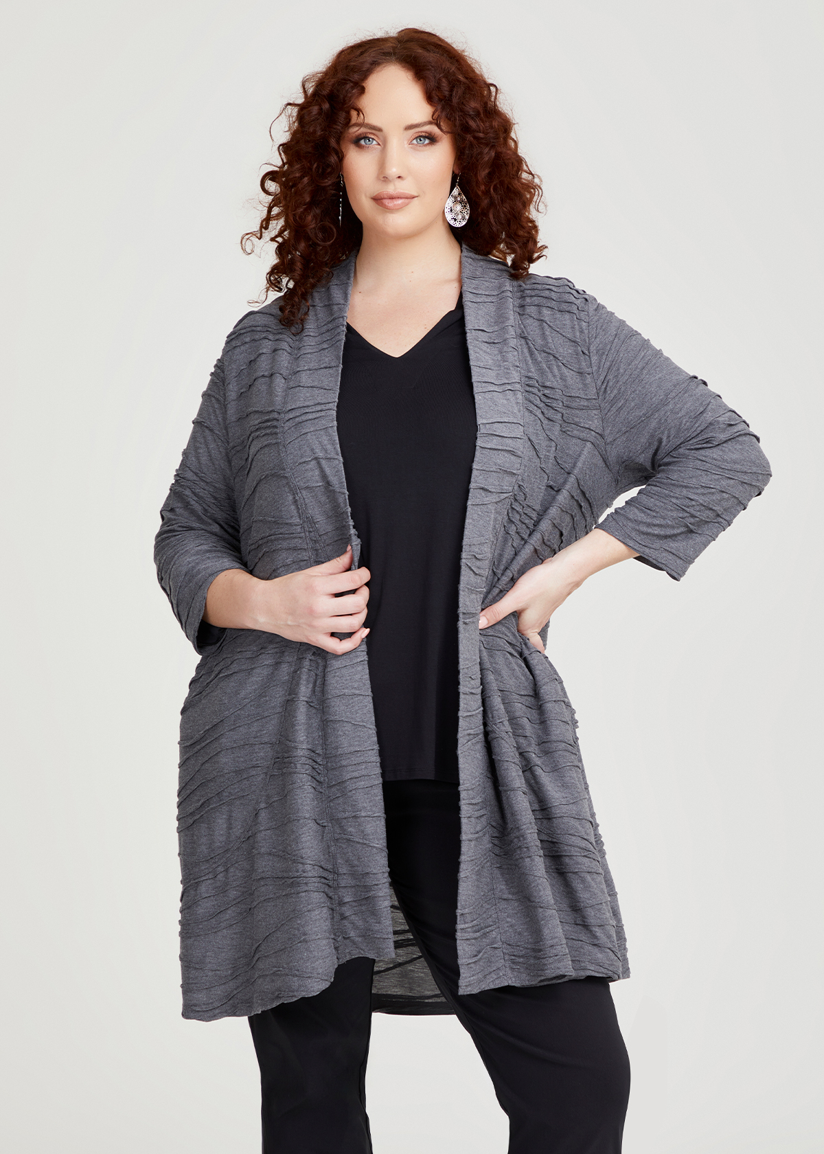 Shop Plus Size Textured Cardigan in Black | Taking Shape AU