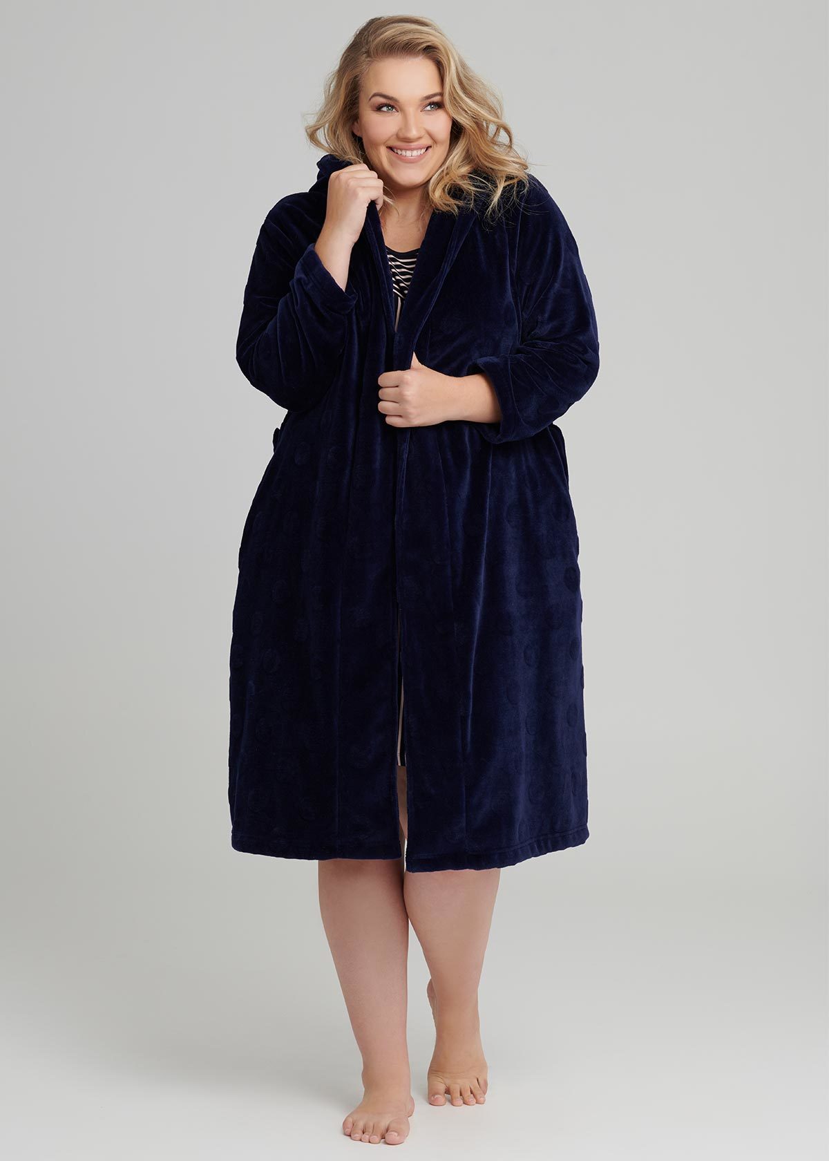 Shop Plus Size Spot Dressing Gown, Blue | Taking Shape AU