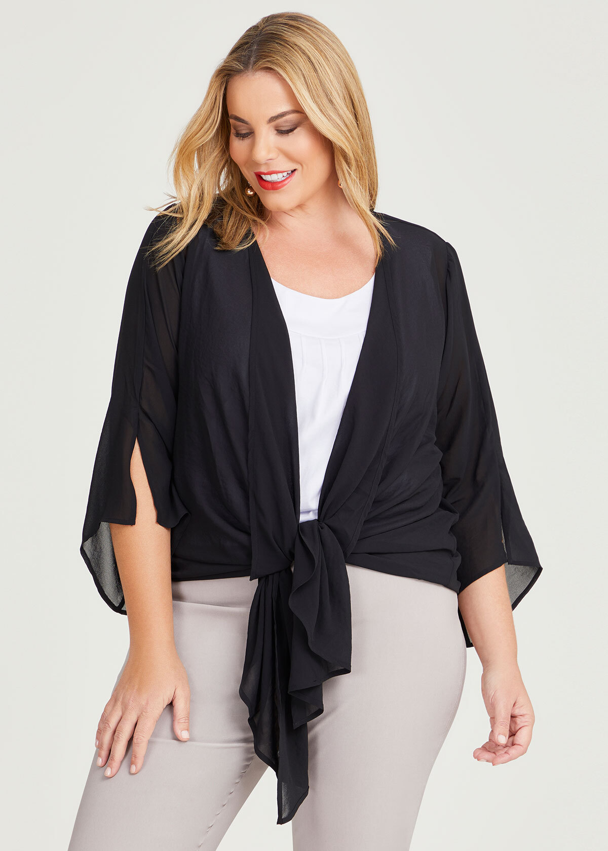 Shop Plus Size Alex Split Sleeve Shrug in Black | Taking Shape AU