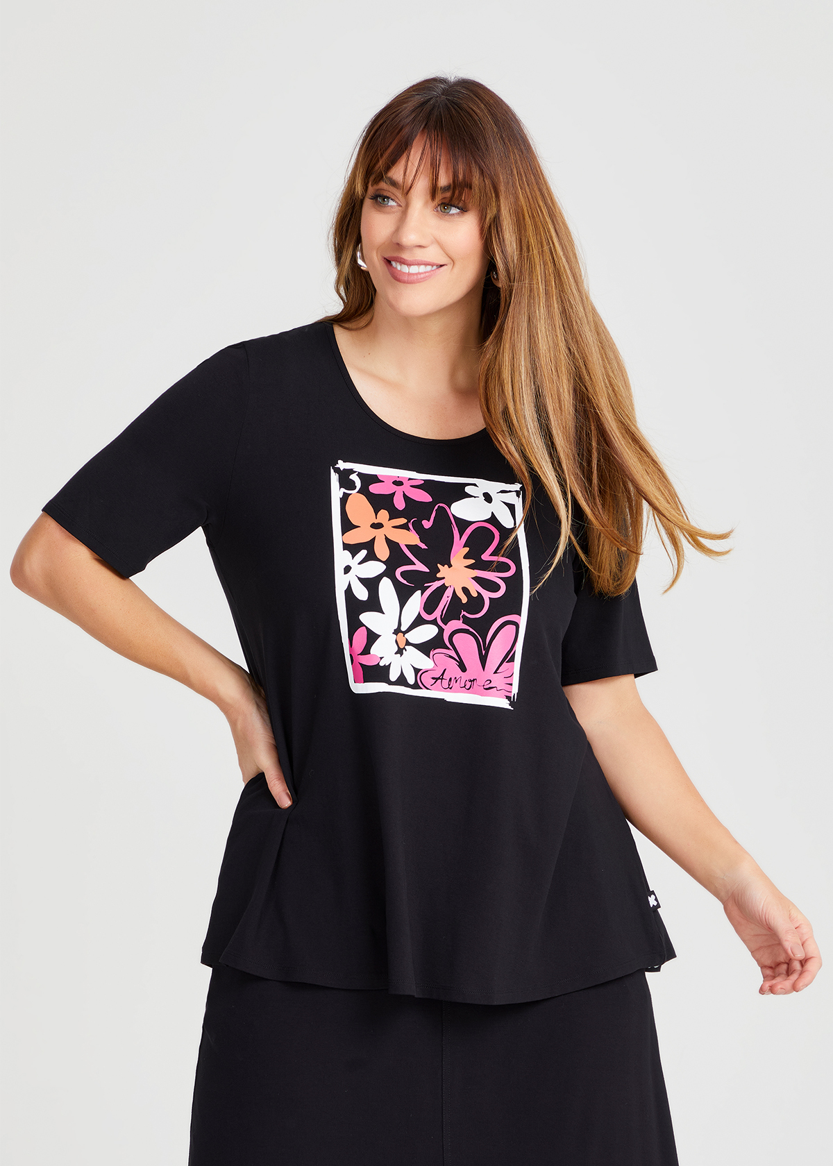 Shop Plus Size Natural Bloom Top in Black | Taking Shape AU