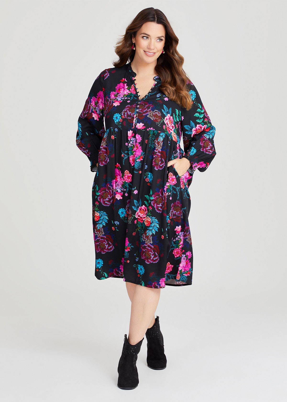 Shop Plus Size Natural Floral Bouquet Dress in Multi | Taking Shape AU