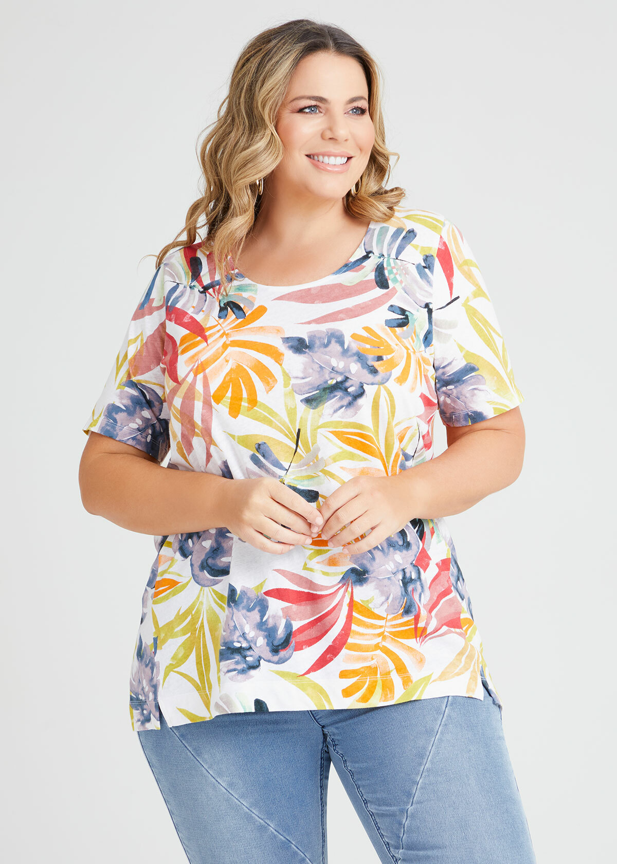 Shop Plus Size Linen Blend Tropics Print Top in Print | Taking Shape AU