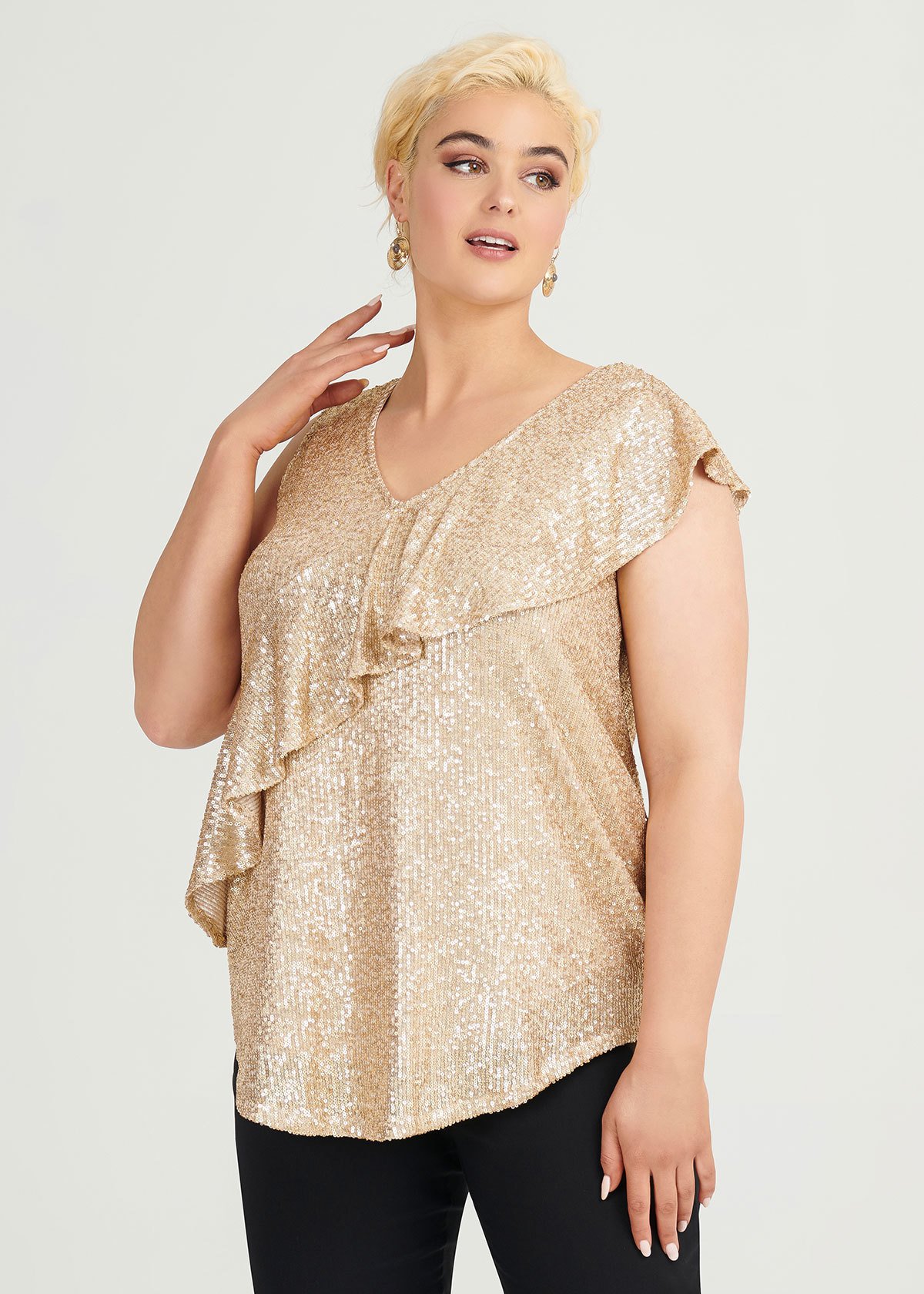 Shop Plus Size Glitter Top in Gold Taking Shape AU