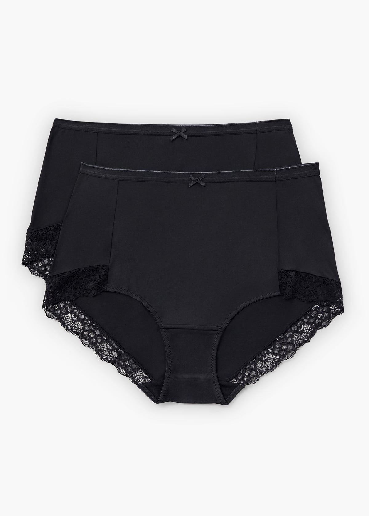 Taking Shape 2 Pack Micro Lace Trim Briefs Size 20 in Black - Plus Size Women's Underwear