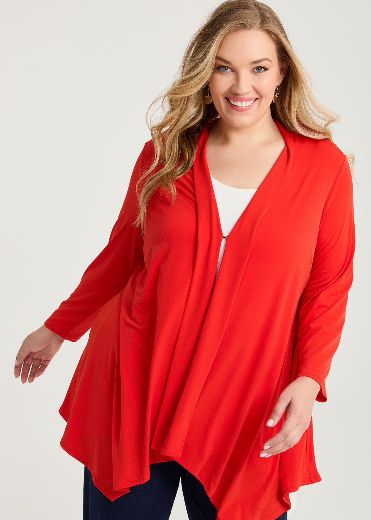 Taking Shape Luna Drape Cardigan Size 16 in Dark Rust - Plus Size Women's Cardigans