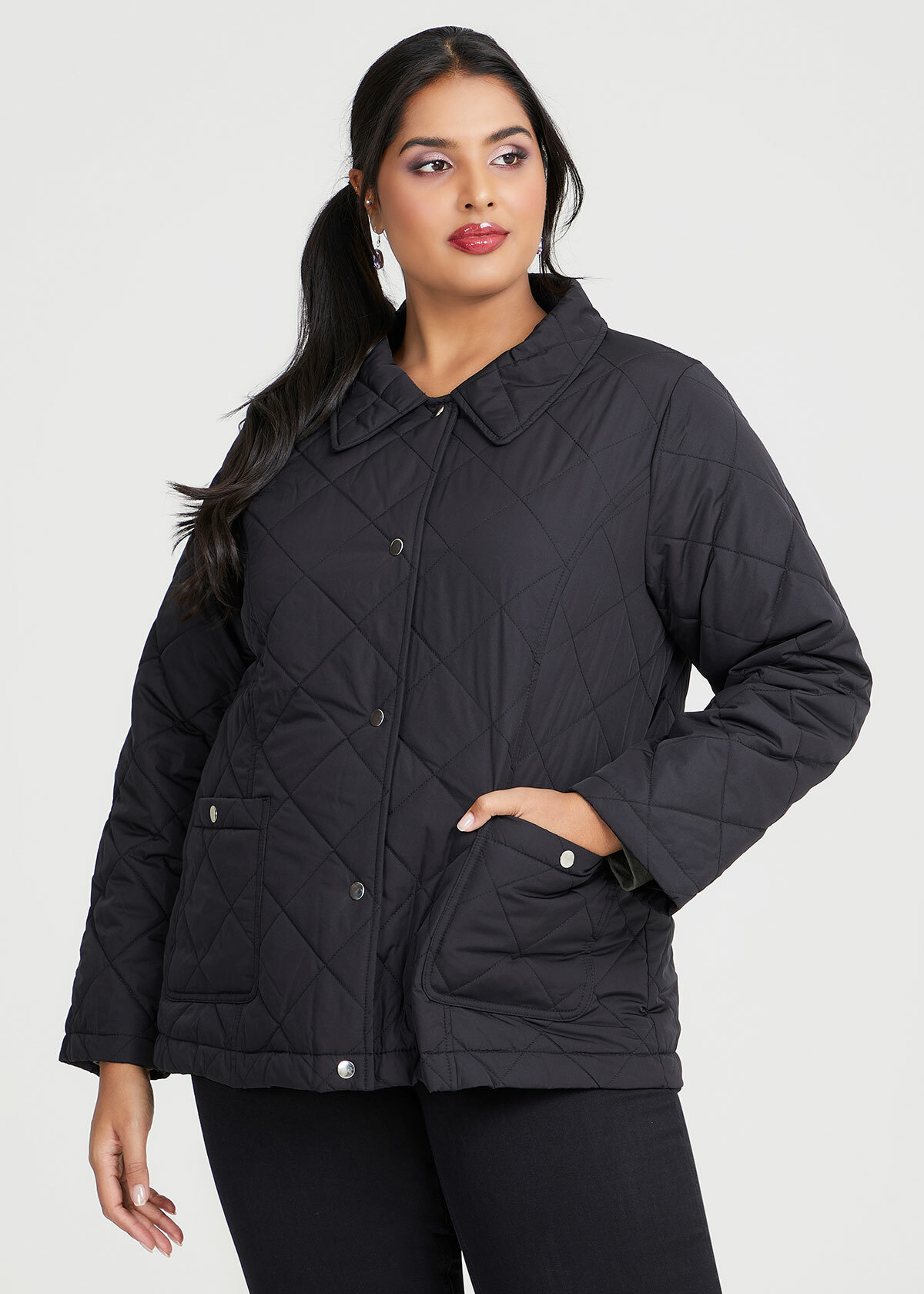 Shop Plus Size Short Quilt Puffer Jacket in Black | Taking Shape AU