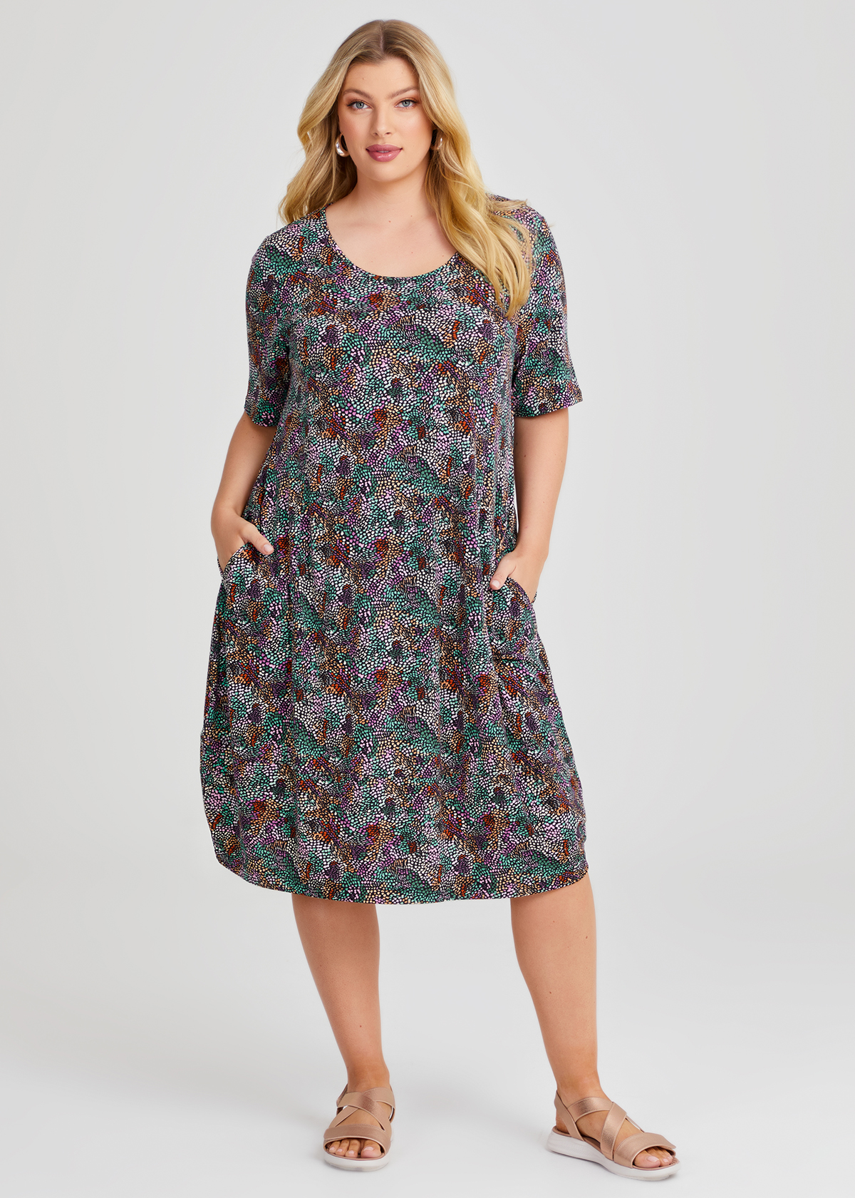 Shop Plus Size Tribal Spot Tulip Dress, Multi | Taking Shape NZ
