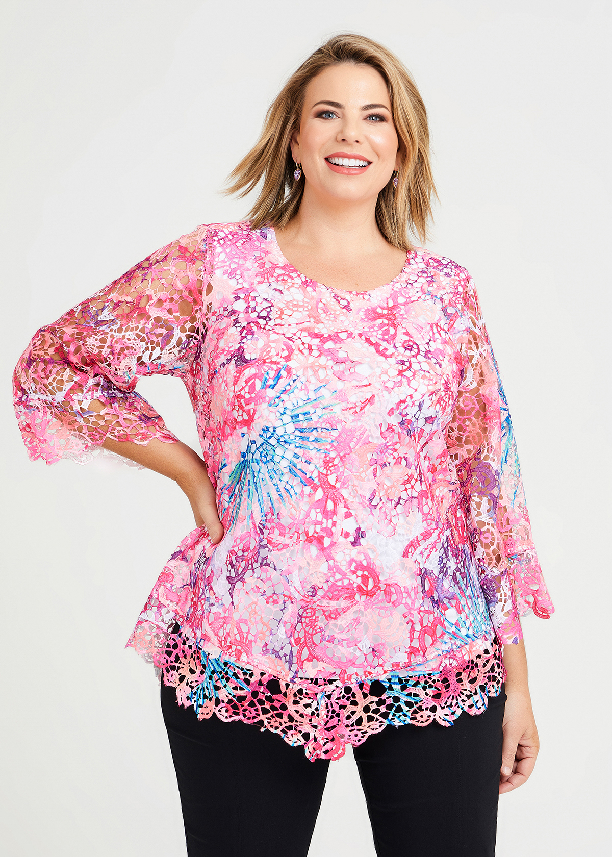 Shop Plus Size Fleur Lace Print Tunic in Multi | Taking Shape AU